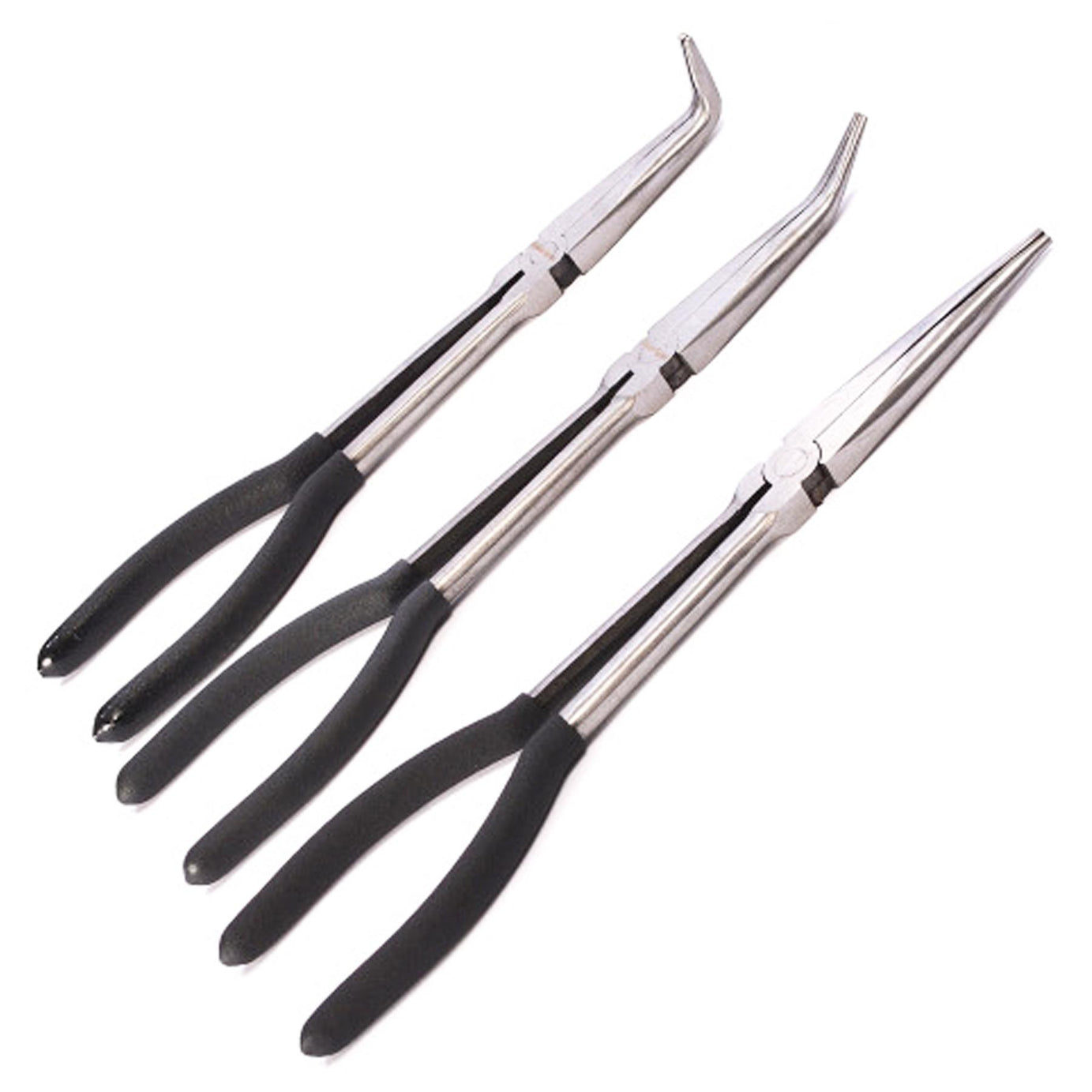 BlueSpot 3Pce Long Reach Plier Set Polished Head Soft-Grip Handles