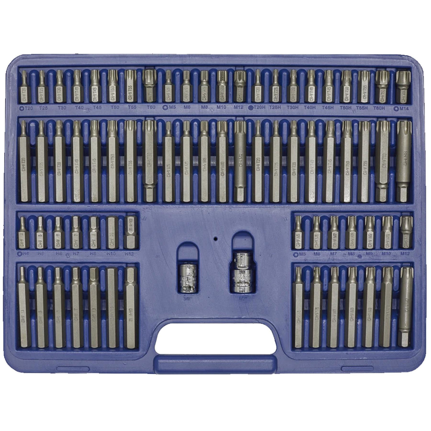 Sealey TRX-Star/Sec TRX-Star/Hex/Ribe/Spline Bit Set 74pc 1/2&3/8"