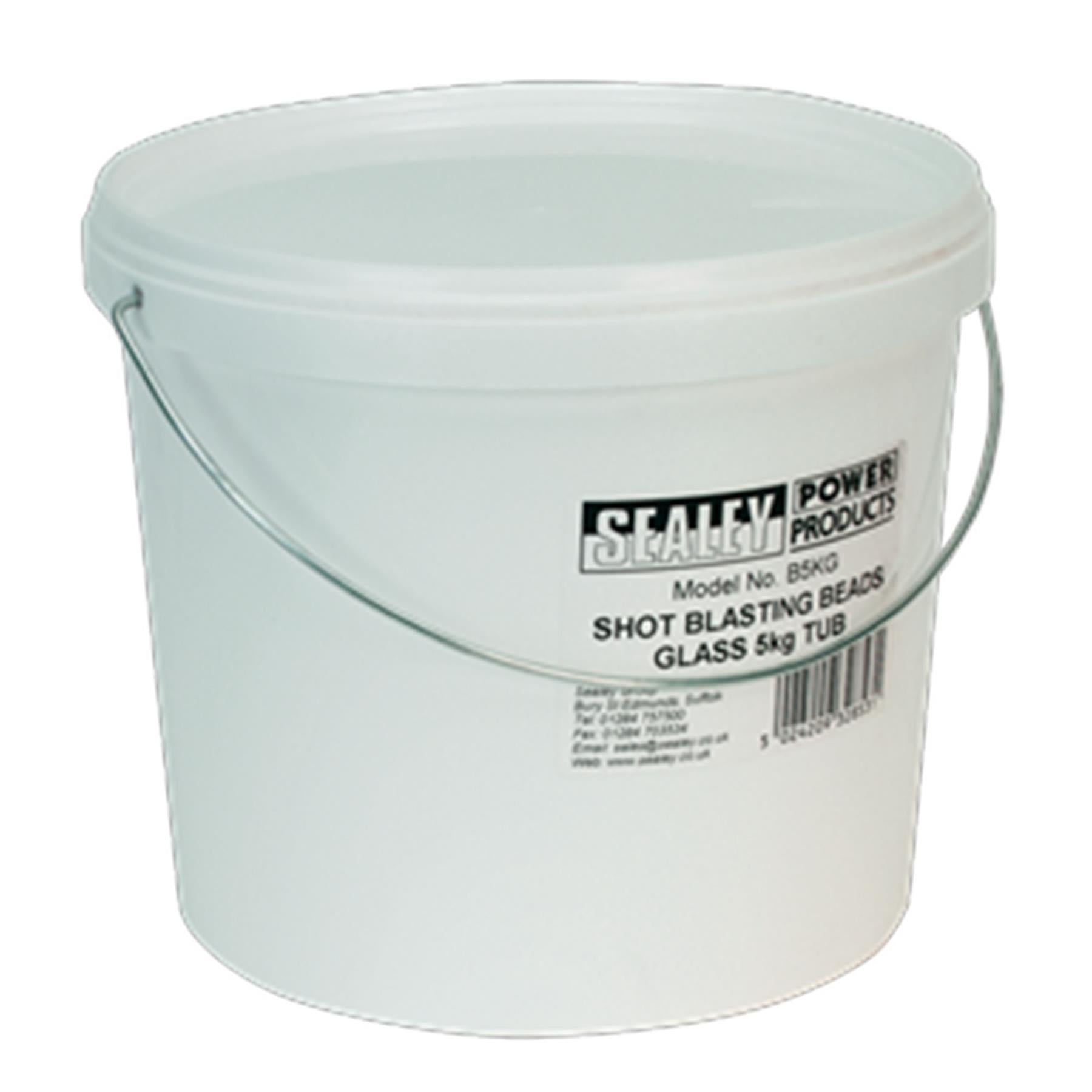 Sealey Shot Blasting Beads Glass 5kg Plastic Tub