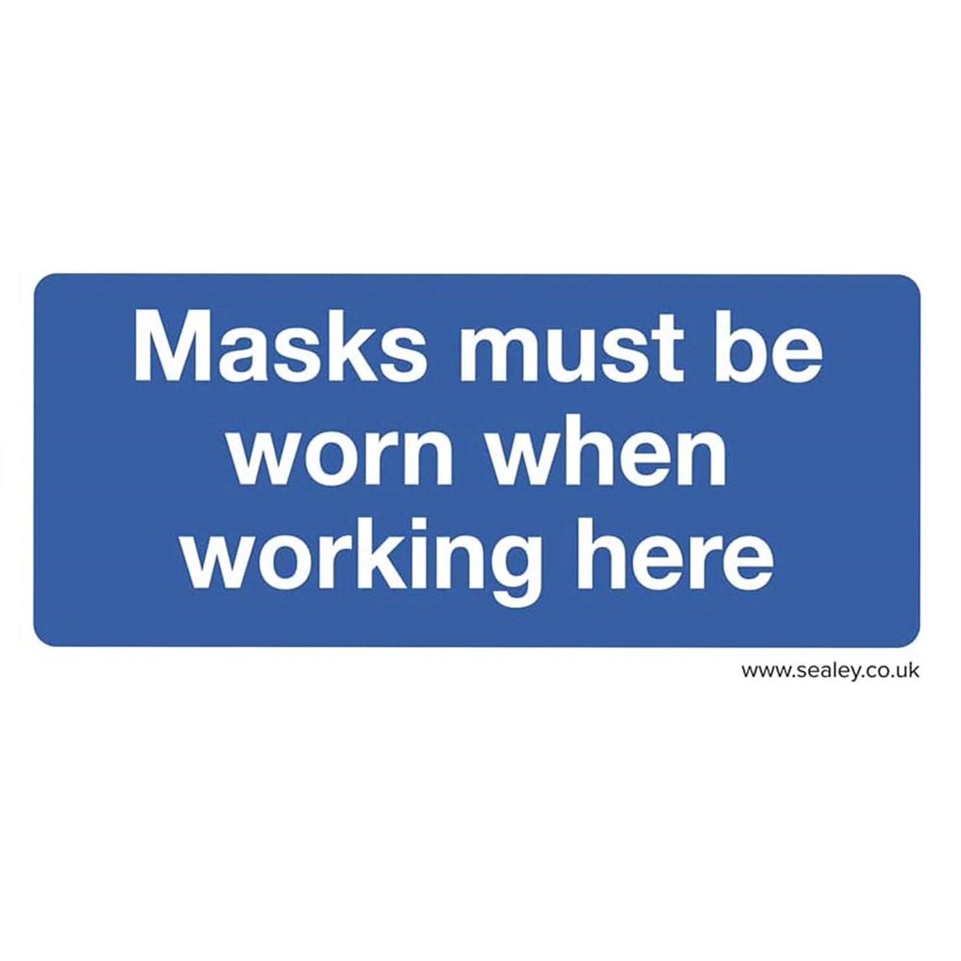 Sealey Mandatory Safety Sign - Masks Must Be Worn - Self-Adhesive Vinyl - Pack of 10