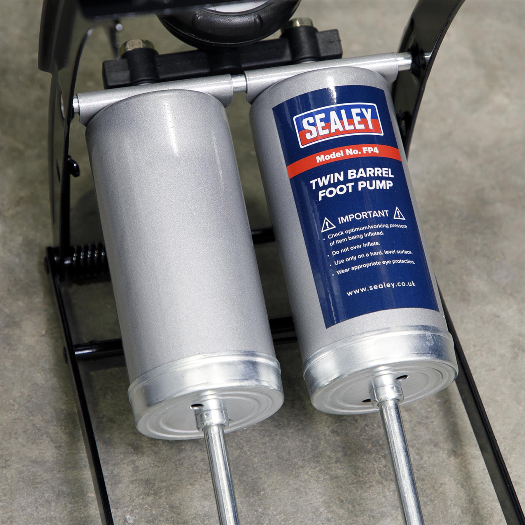 Sealey Foot Pump Twin Barrel