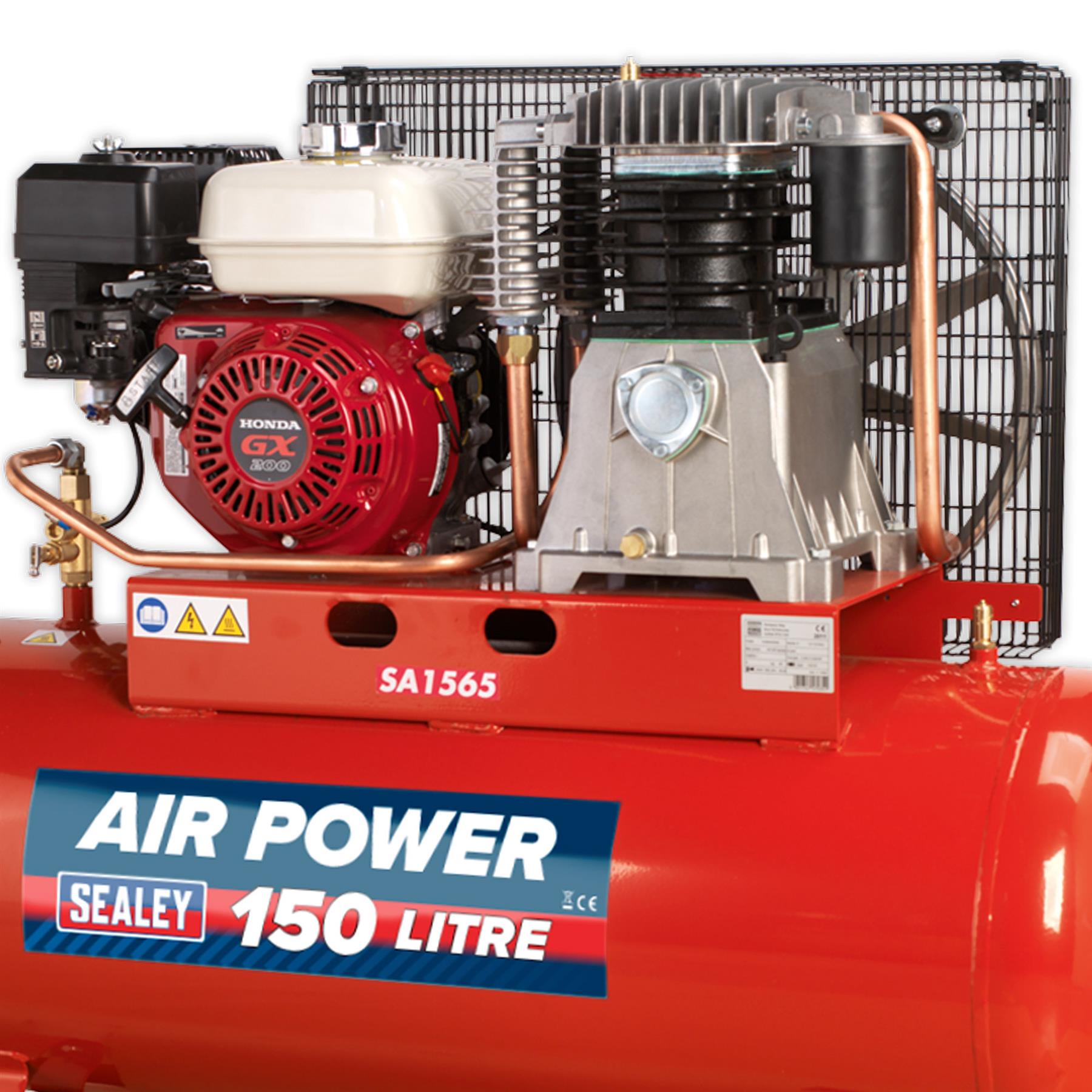 Sealey Compressor 150L Belt Drive Petrol Engine 6.5hp