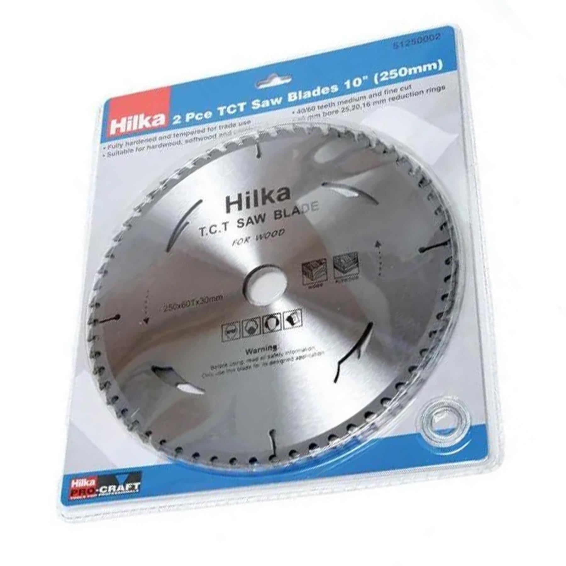 2 Piece TCT Circular Saw Blades 10" 250mm x 30mm Bore Pro Craft By Hilka