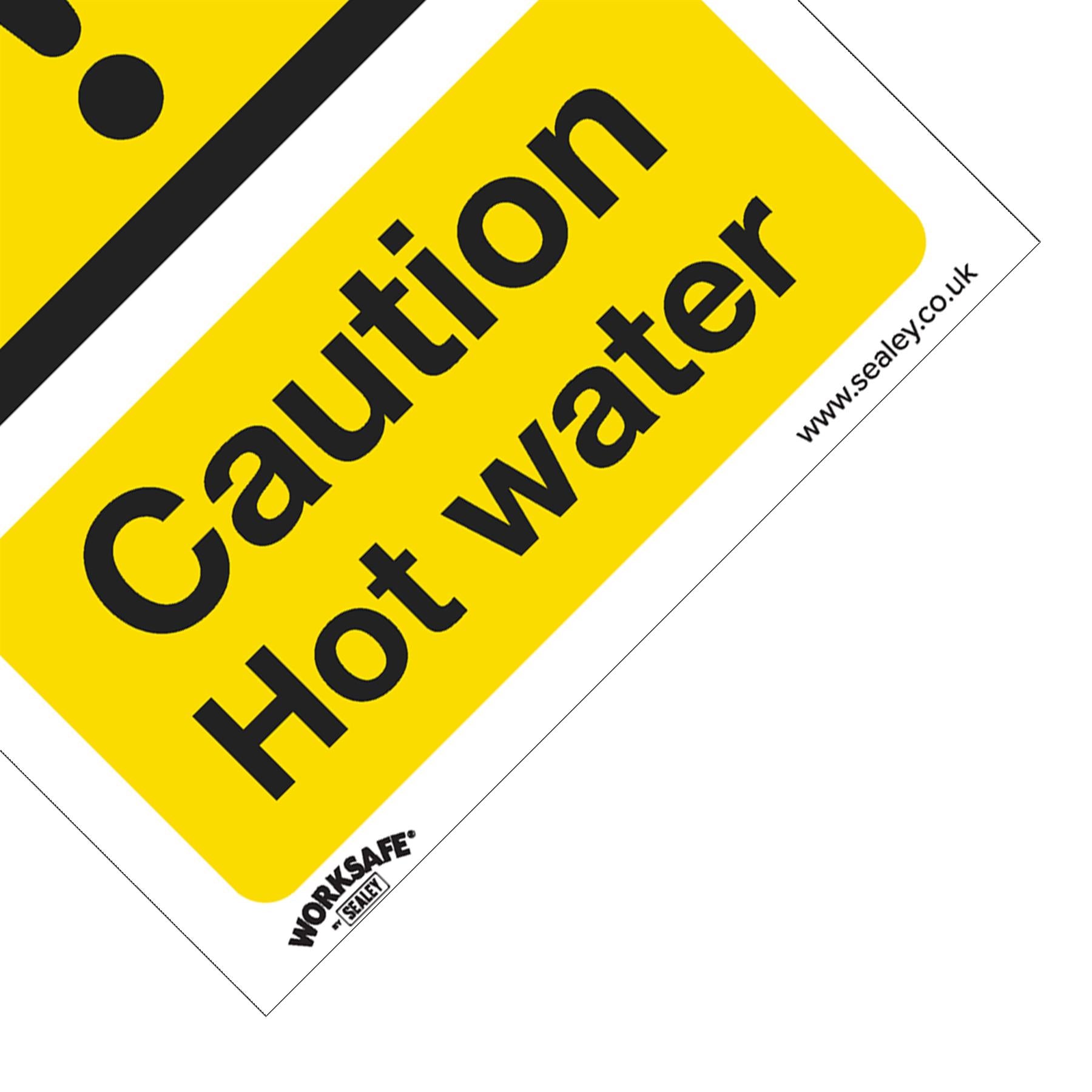 Warning Safety Sign - Caution Hot Water - Rigid Plastic