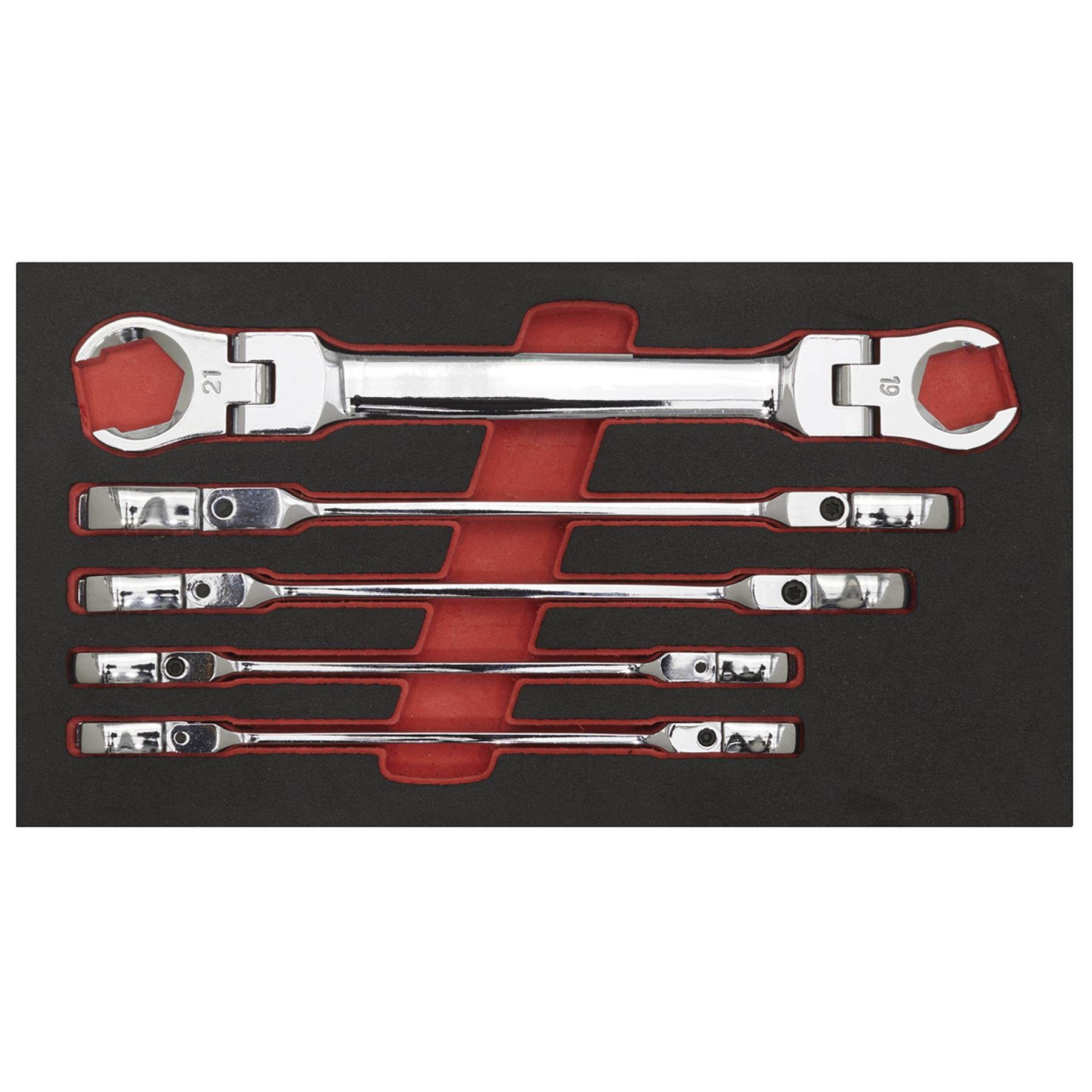 Sealey Flexi-Head Flare Nut Spanner Set 5pc