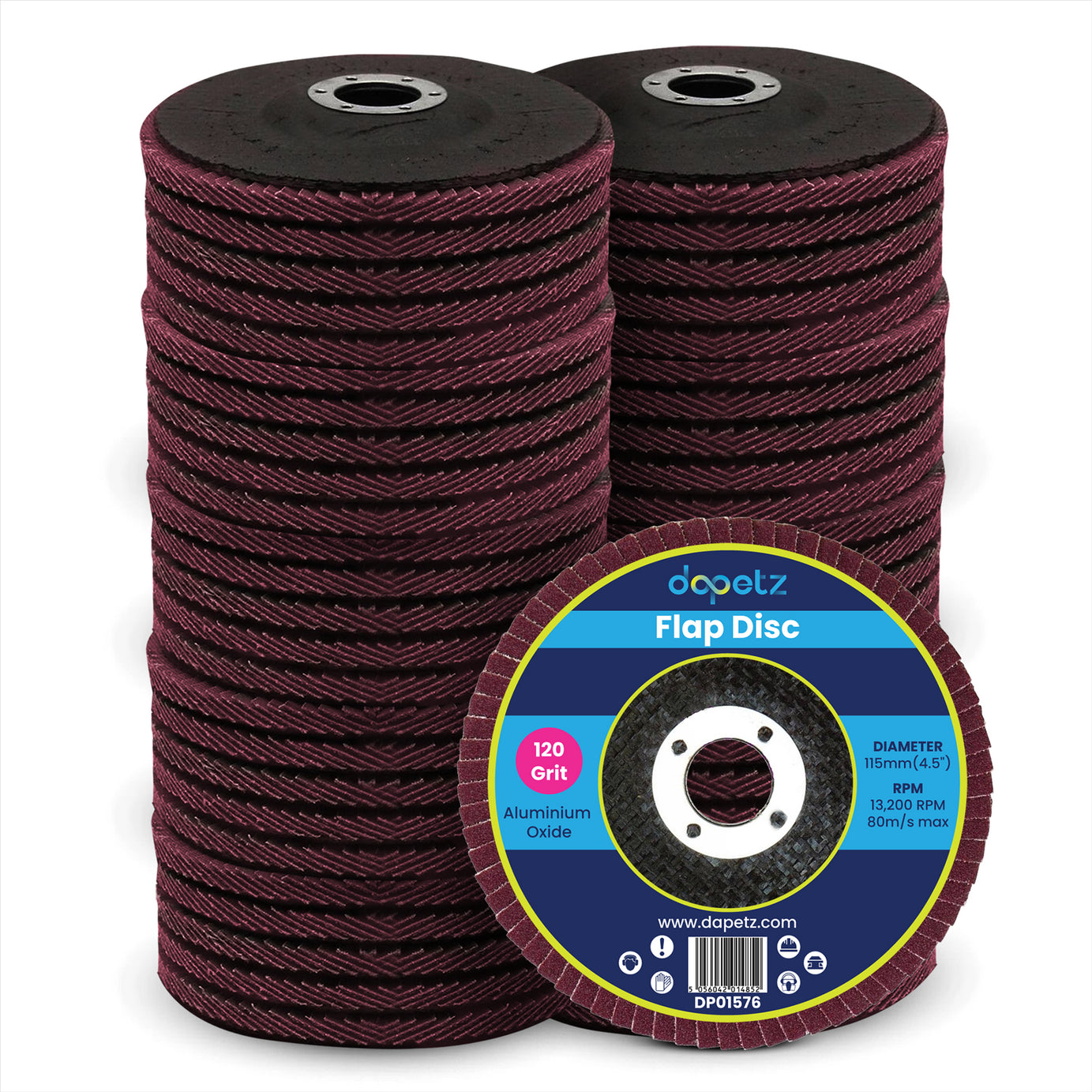 50PC 115mm 4.5" Angle 120 Grit Aluminium Oxide Sanding Flap Discs