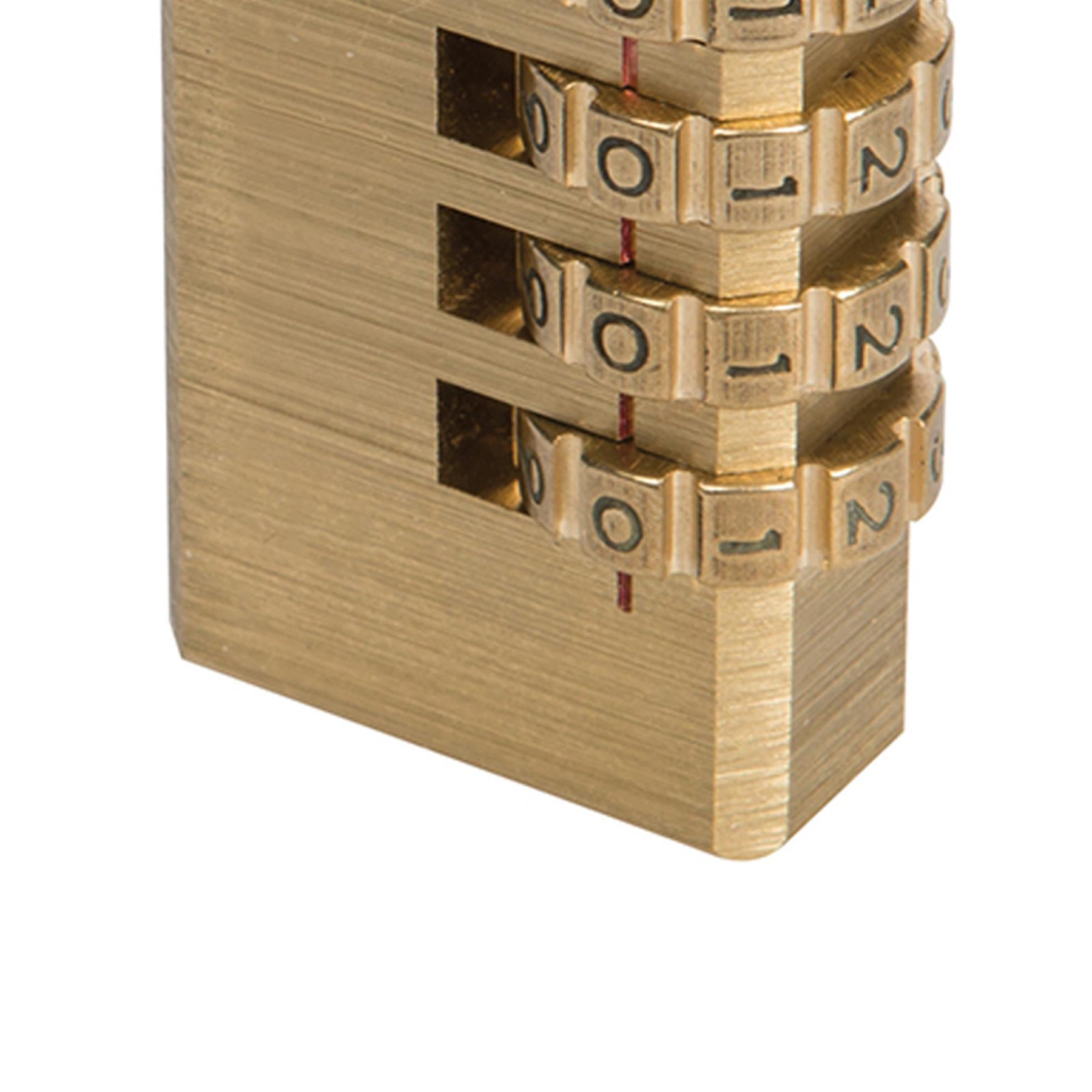 4-Digit Combination Padlock Brass W X H X Th: 29 X 49 X 12mm Solid Brass