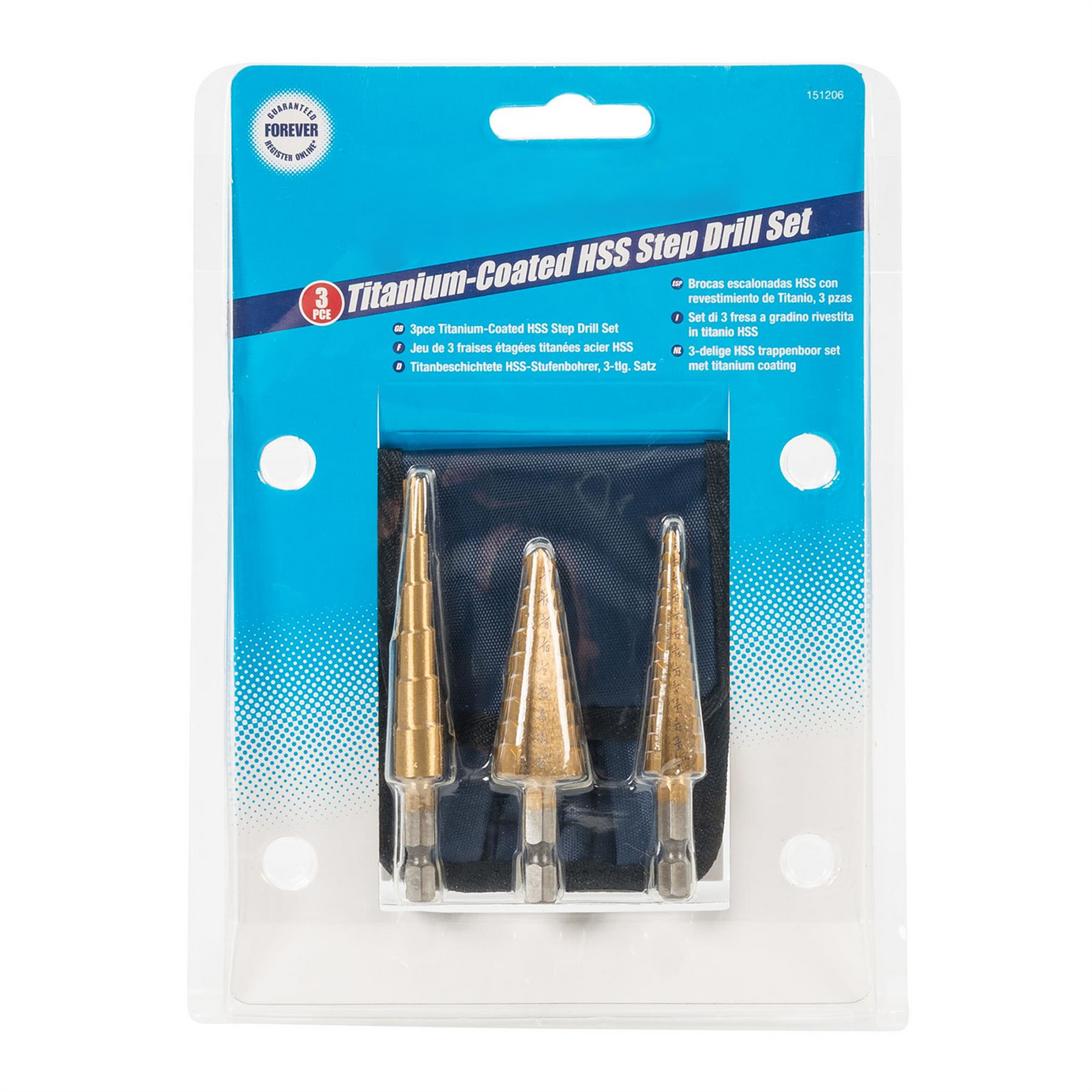 3Pce Titanium-Coated Hss Step Drill Bits Set - DIY Tools With Storage Wallet