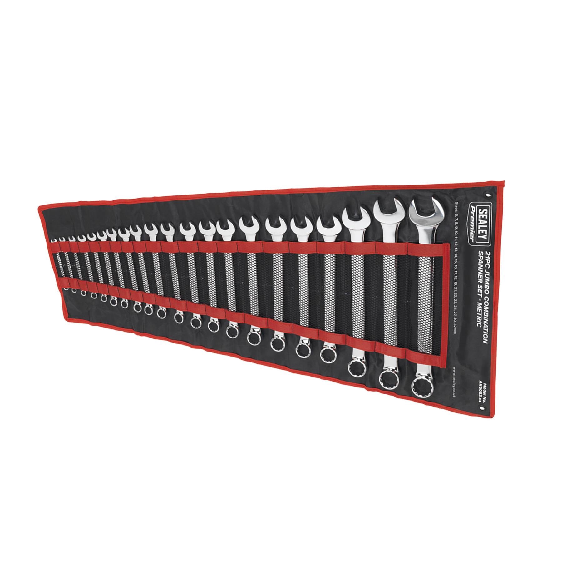 Sealey Combination Spanner Set 21pc Jumbo Metric Fully Polished & mirror Finish