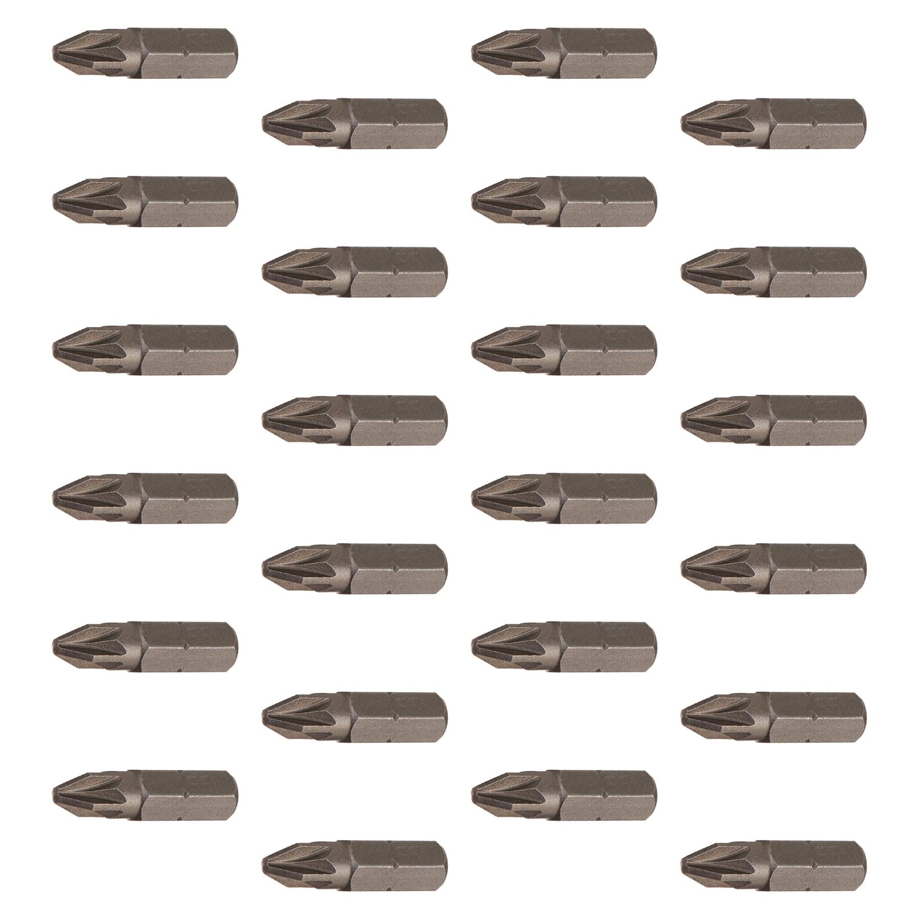Pozidriv PZ2 Screwdriver Bits CRV Chrome Vanadium Steel 1/4" Hex Drive 25Pcs