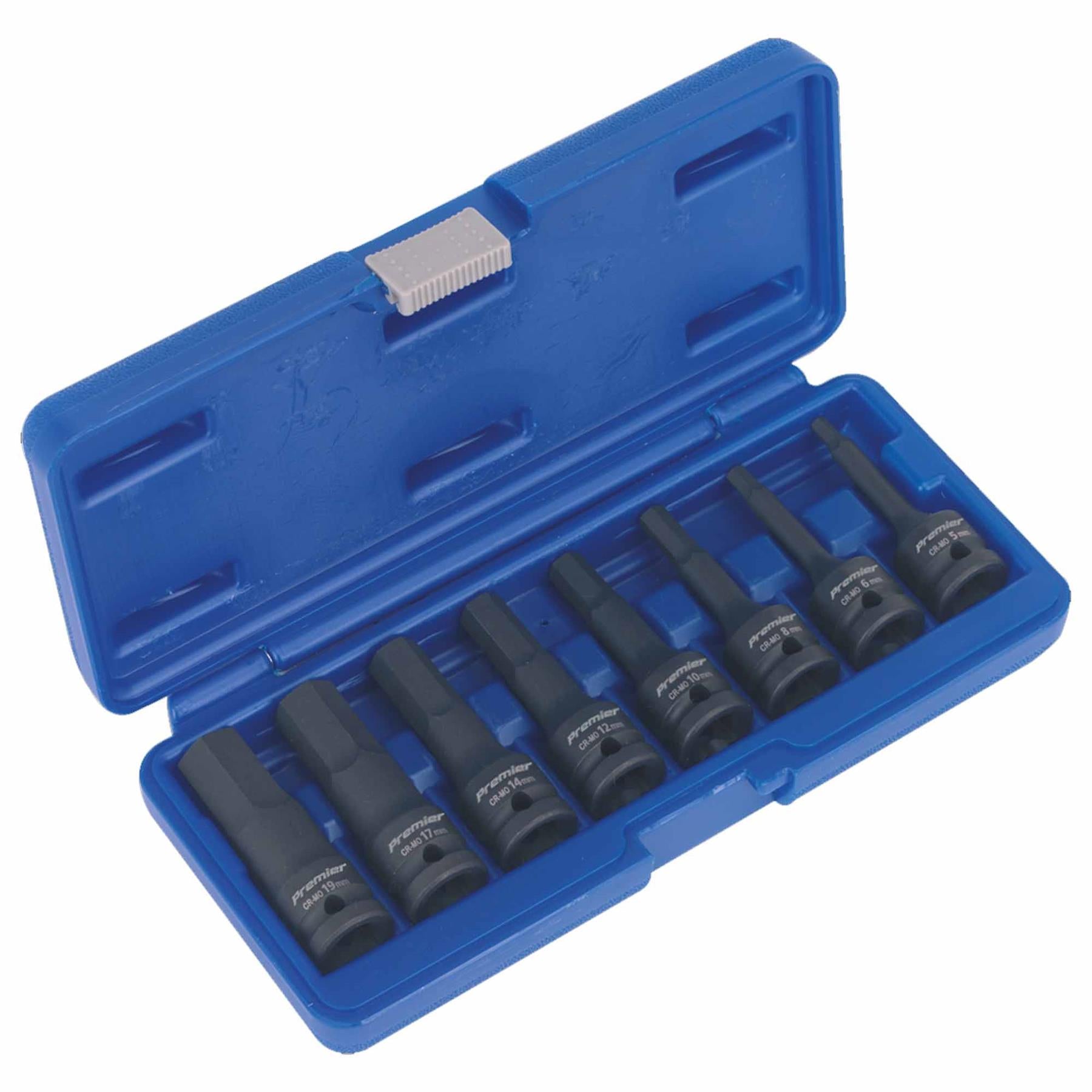 Sealey Impact Hex Socket Bit Set 8pc 1/2"Sq Drive