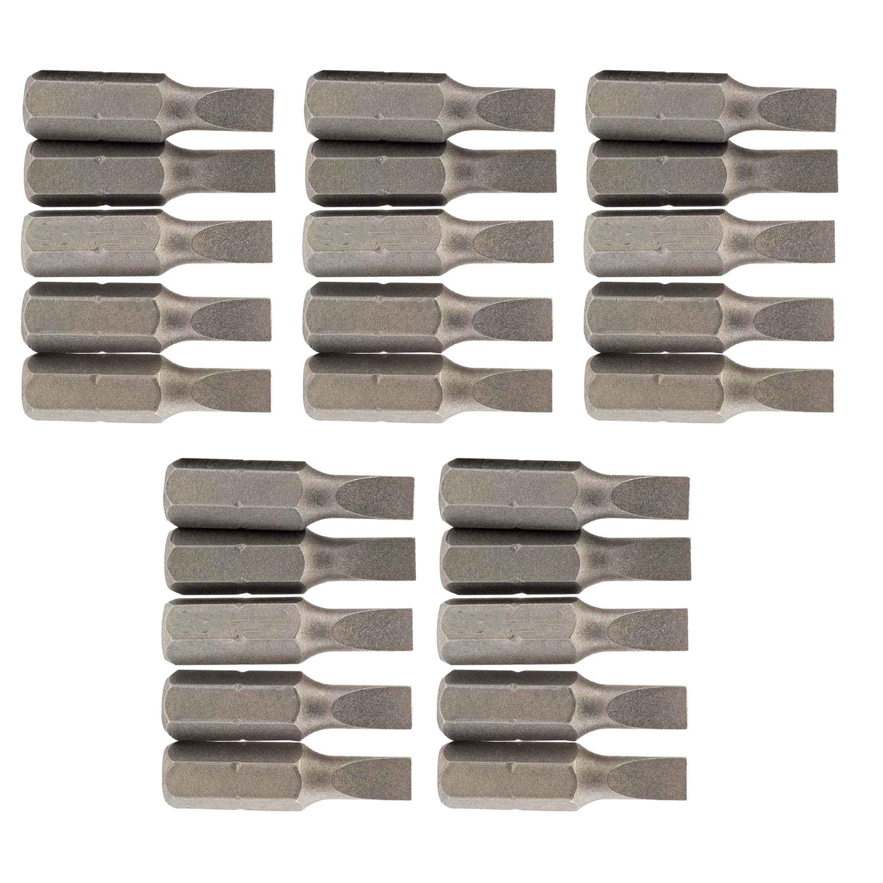 Slotted Screwdriver Bits 6mm CRV Chrome Vanadium Steel 1/4" Hex Drive 25Pcs