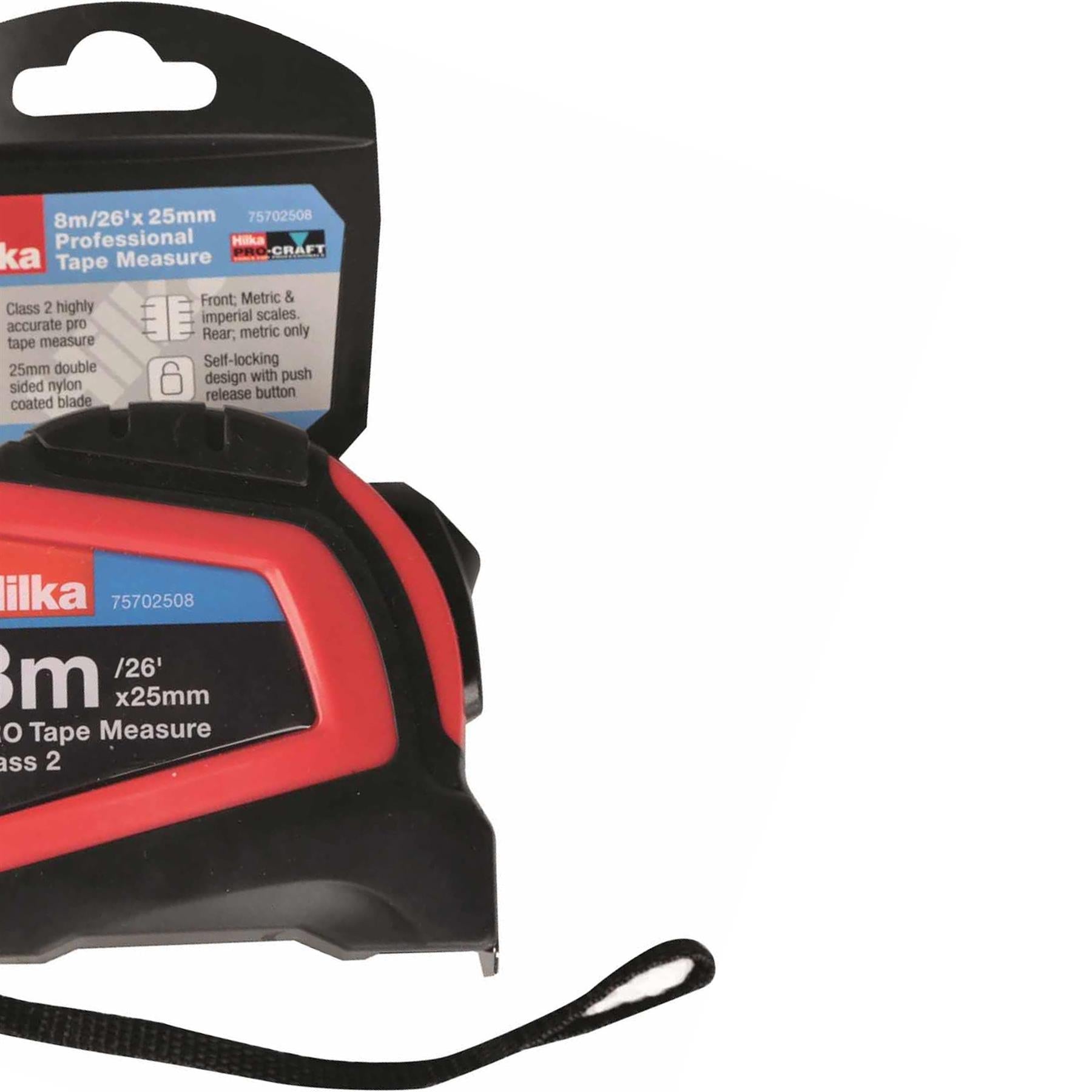 8m/26ft x 25mm Professional non-slip rubber double sided nylon coated blade Tape Measure