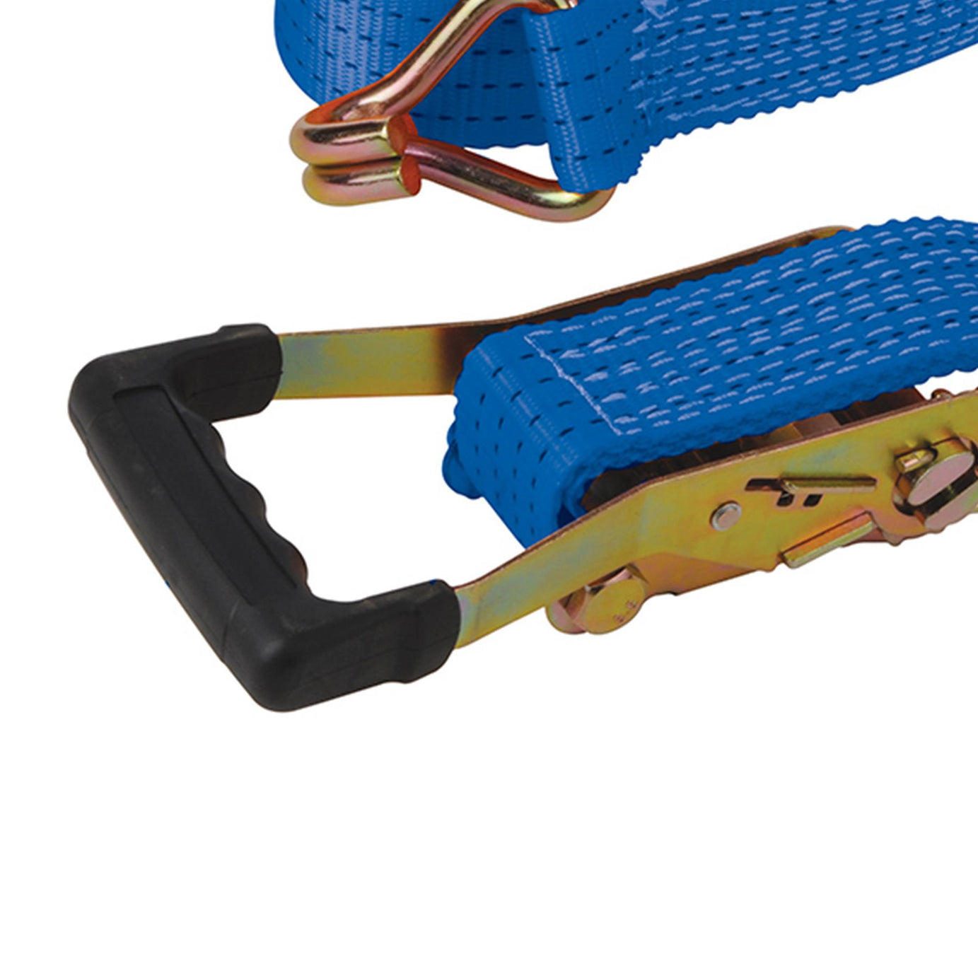 Rubber-Handled Ratchet Tie Down Strap J-Hook 8M X 50mm - Rated 1300Kg New