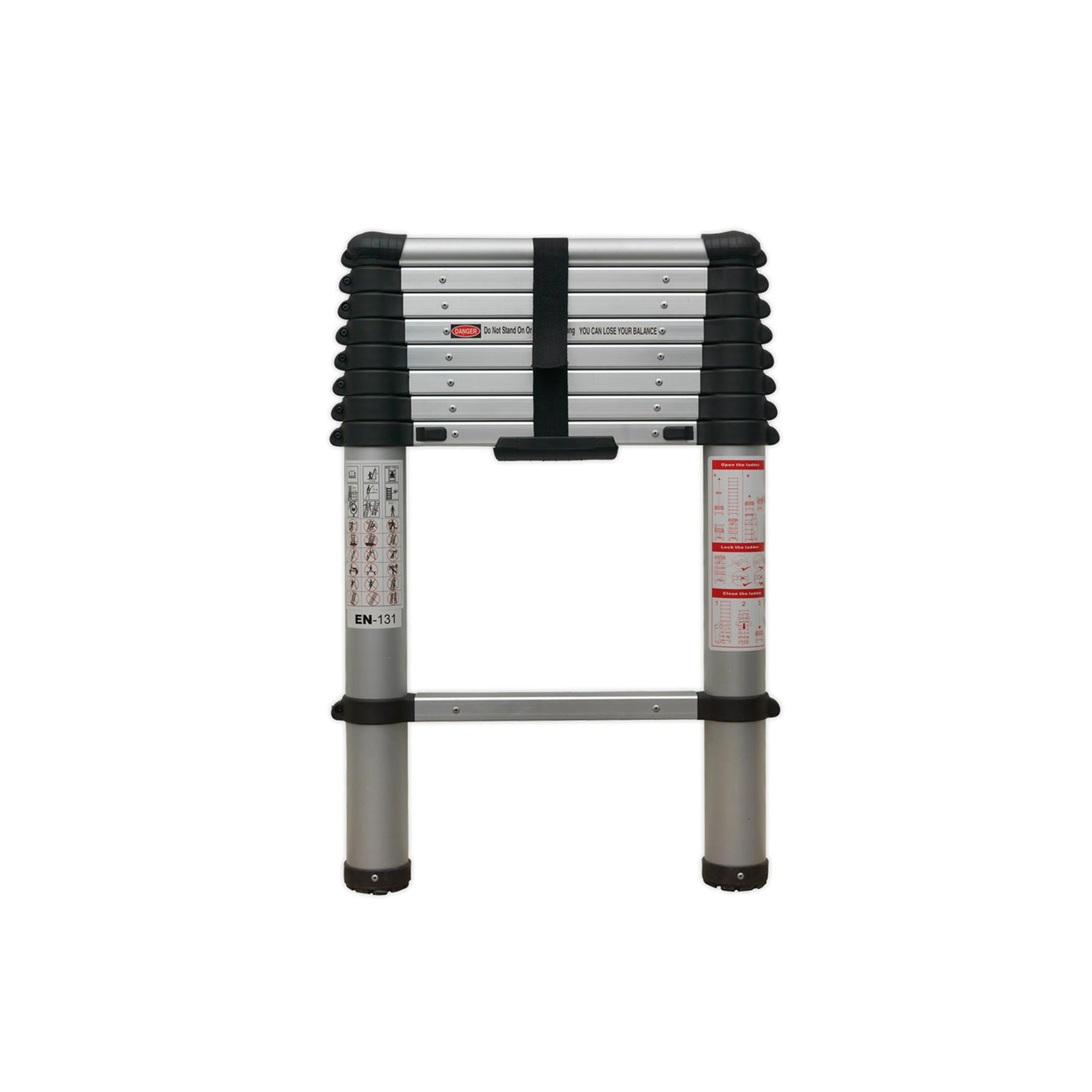 Sealey Aluminium Telescopic Ladder 9-Tread EN 131 Lightweight Use At Multiple Heights