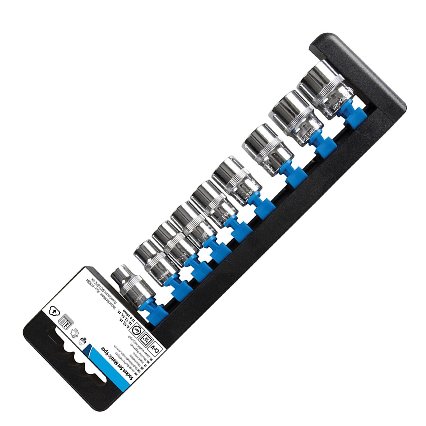 9 Pce Socket Set 3/8" Drive Metric 8mm - 19mm Mechanics Garage DIY Tool Set