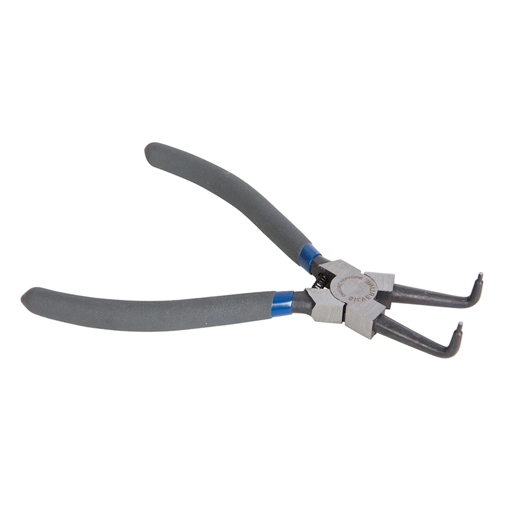 Bent Nose Internal Circlip Pliers 180mm Chrome Vanadium Tips Pvc Dipped Handles