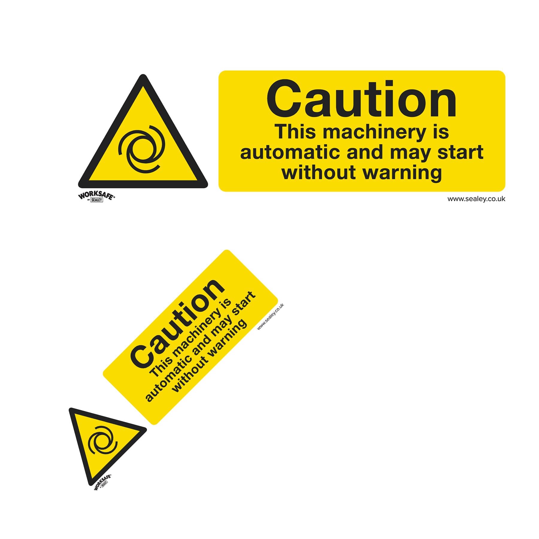 Sealey Safety Sign - Caution Automatic Machinery - Self Adhesive. Pk10