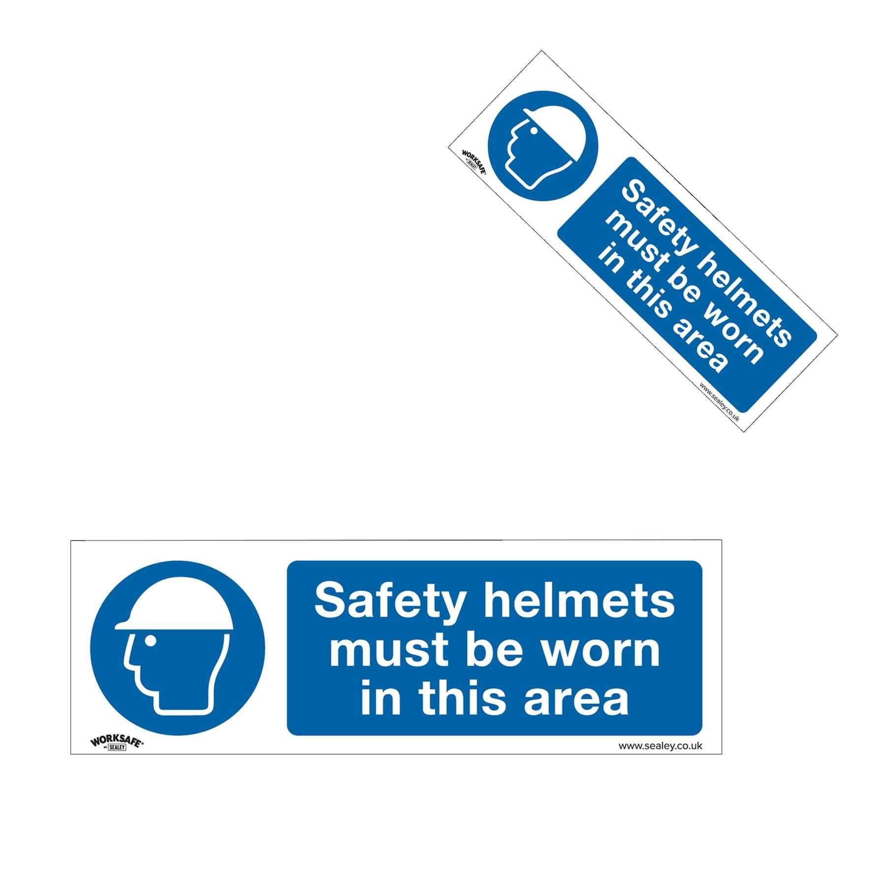 Sealey Plastic Sign - Safety Helmets Must Be Worn In This Area-Pk10