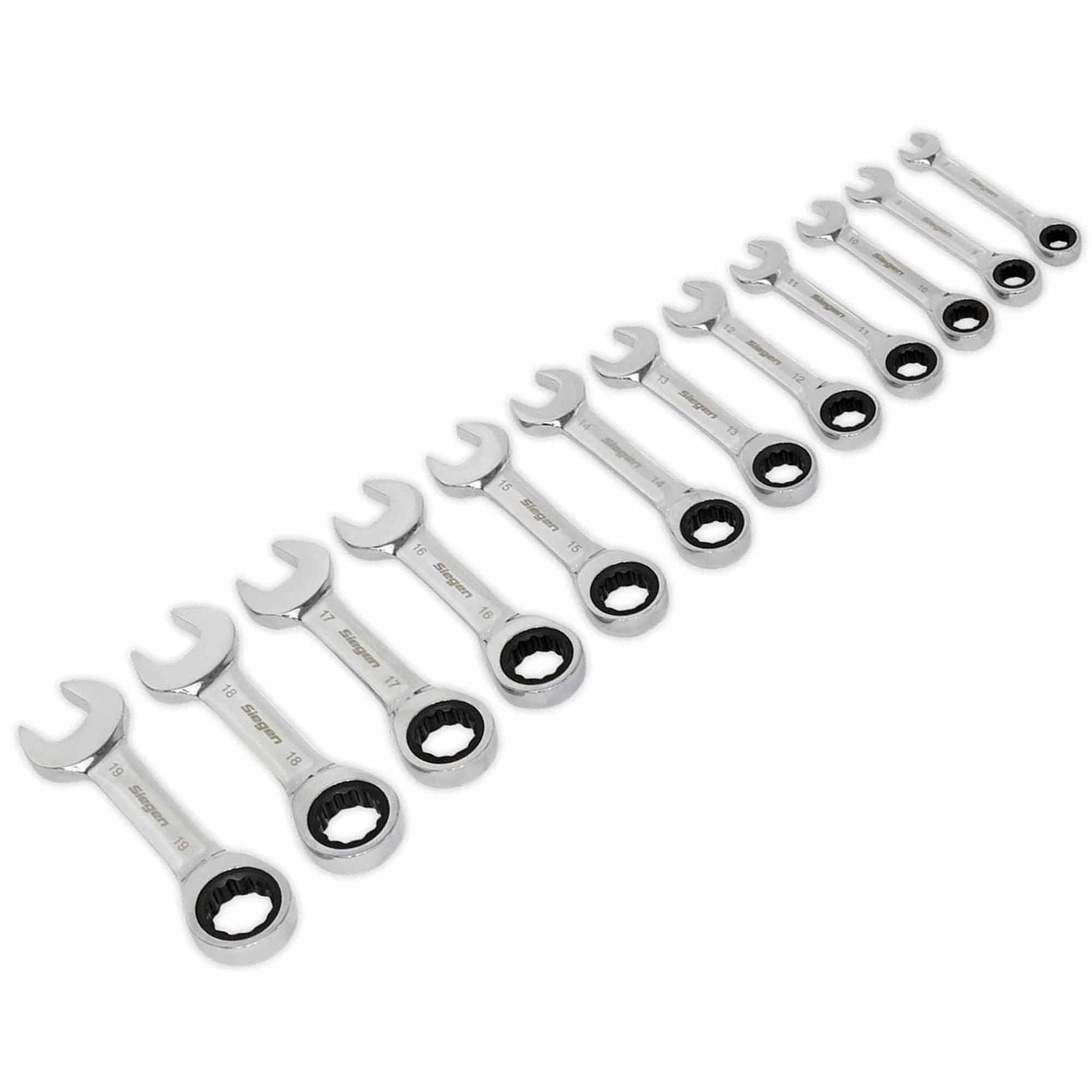 Sealey Stubby Ratchet Combination Spanner Set 12pc Metric