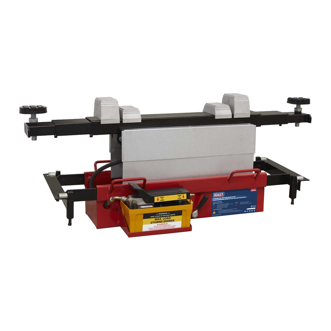 Sealey Air Jacking Beam 2 Tonne with Arm Extenders & Flat Roller Supports