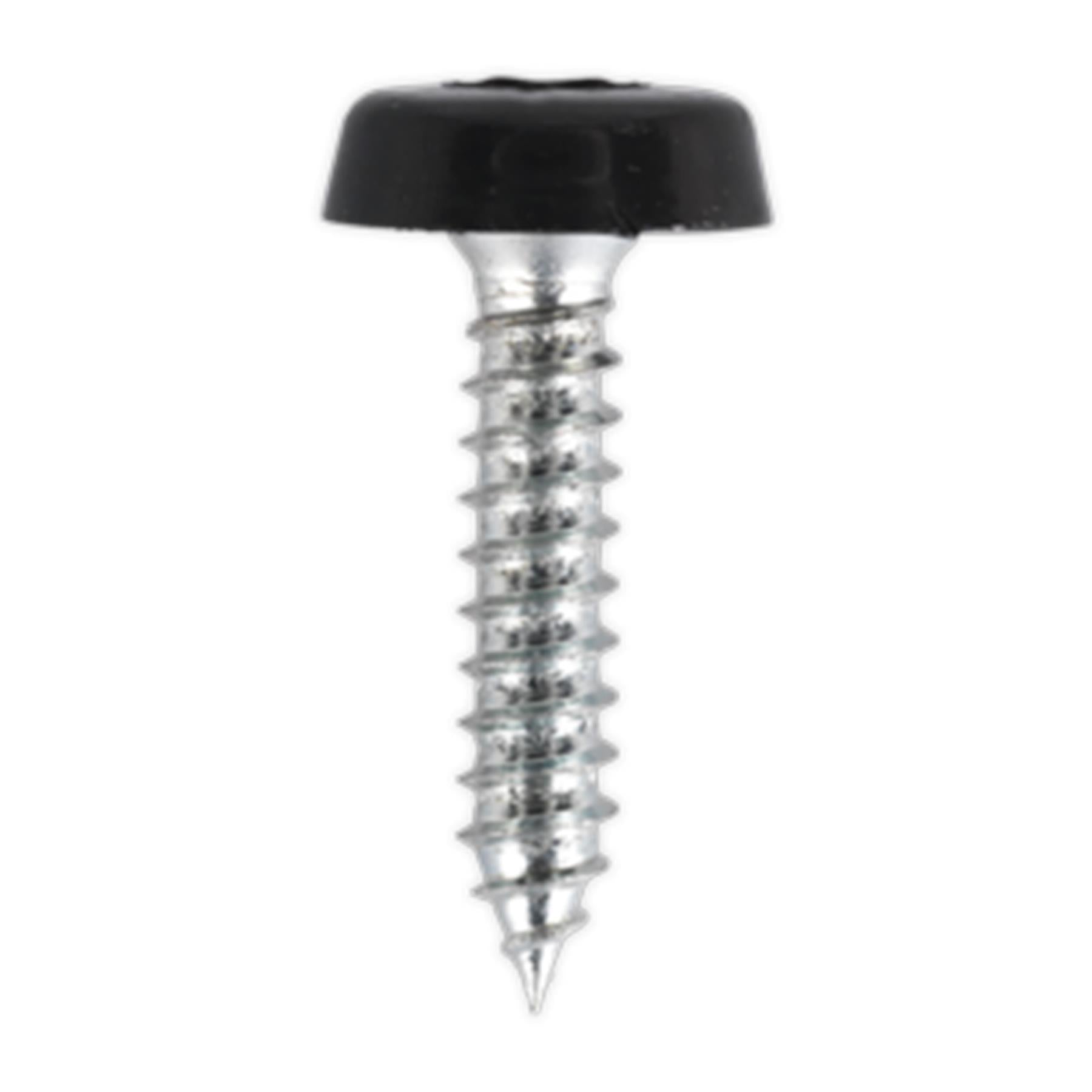Sealey Numberplate Screw Plastic Head 4.8 x 24mm Black Pack of 50