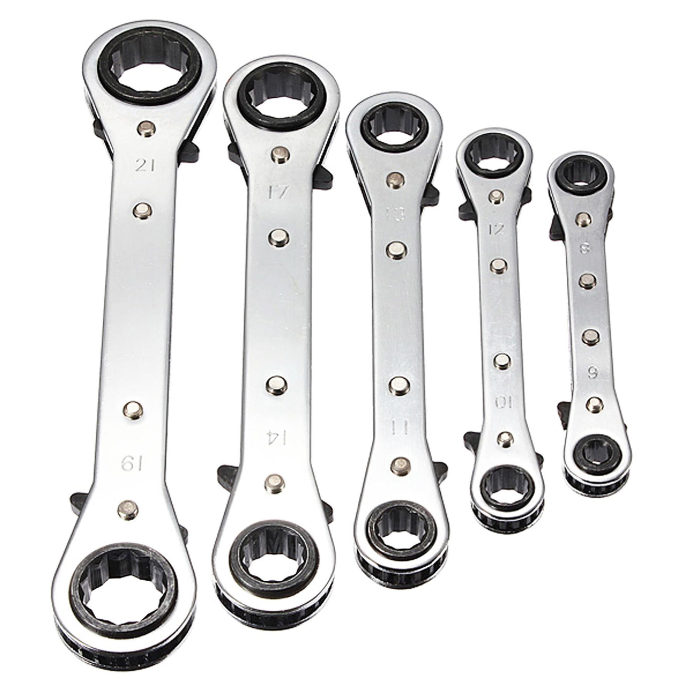 Ratcheting Ring Spanner Set 5 Metric Ratchet Ring Spanners 6-21mm Spanners
