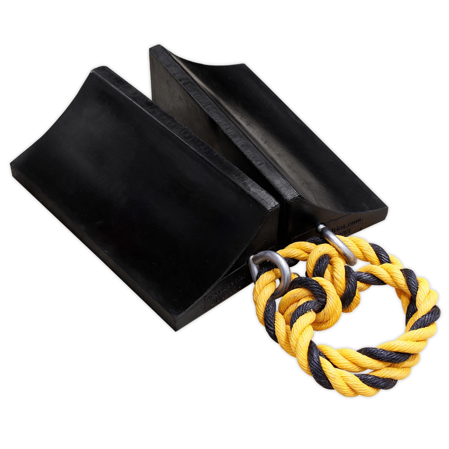 Rubber Wheel Chocks Heavy-Duty - Pair  Durable 2.1kg rubber wheel chocks Sealey