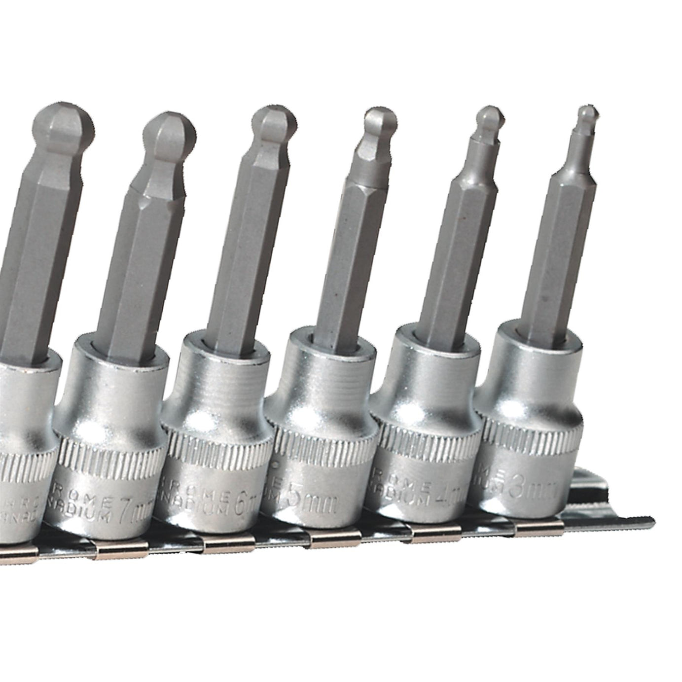 Sealey Hex Ball-End Socket Bit Set 7pc Metric 3/8"Sq Drive 62mm