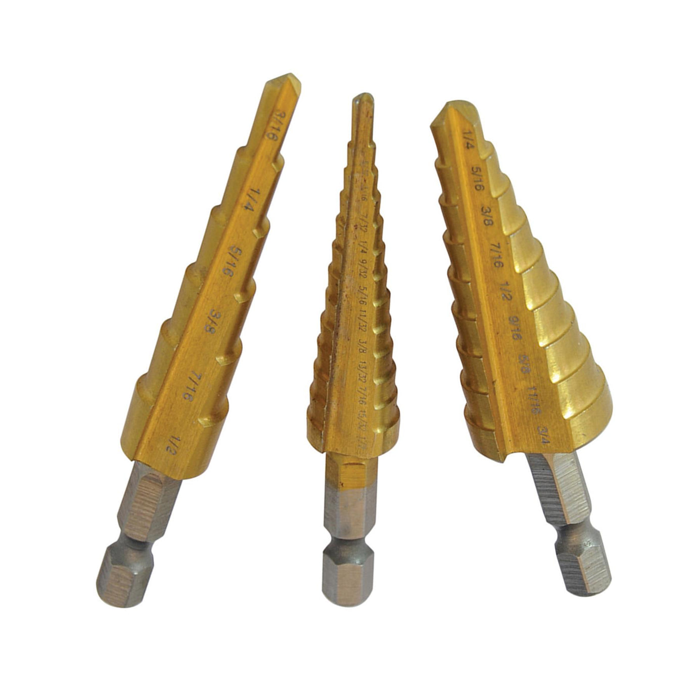 3Pce Titanium-Coated Hss Step Drill Bits Set - DIY Tools With Storage Wallet