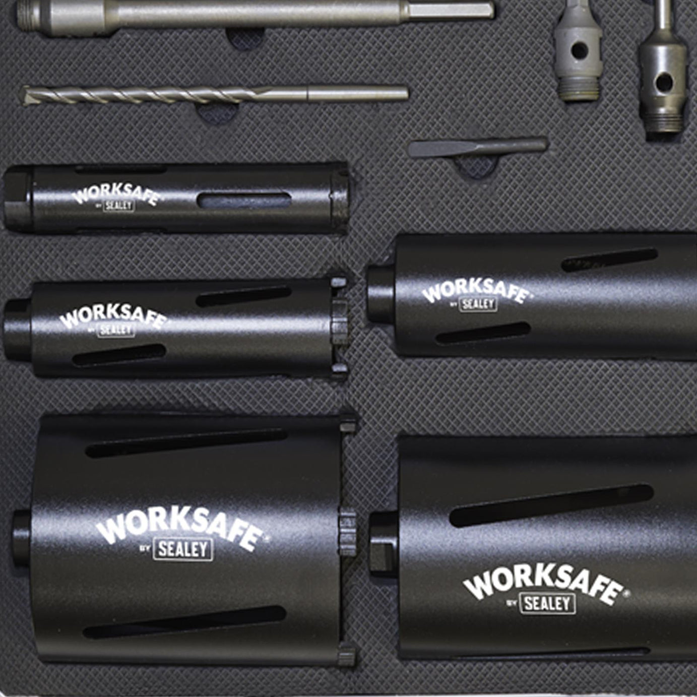Sealey WDCKIT5 Diamond 5 Core Kit (38,52,65,117,127mm Cores with Adaptors)