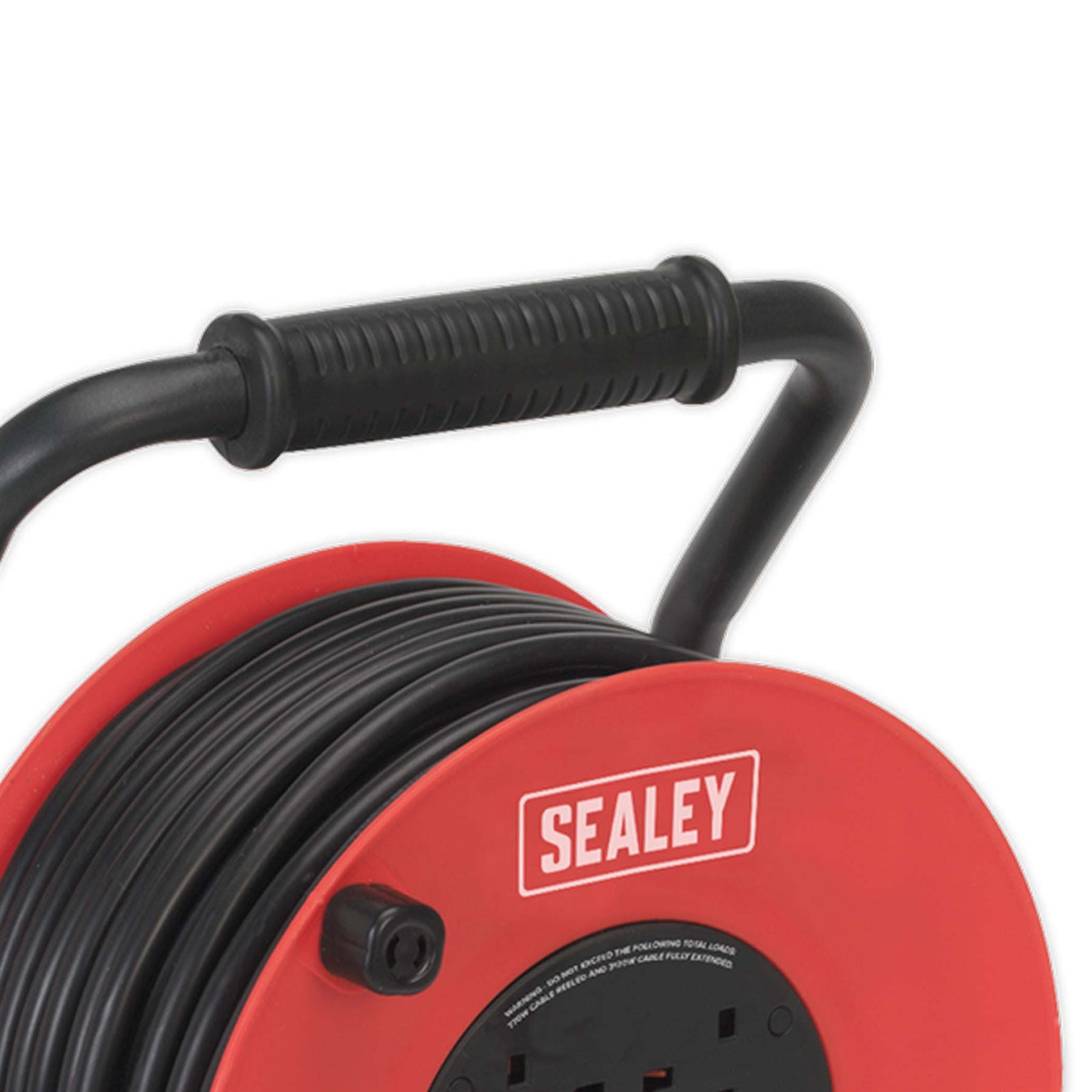 Sealey Cable Reel 50m 4 x 230V 2.5mm Heavy-Duty Thermal Trip