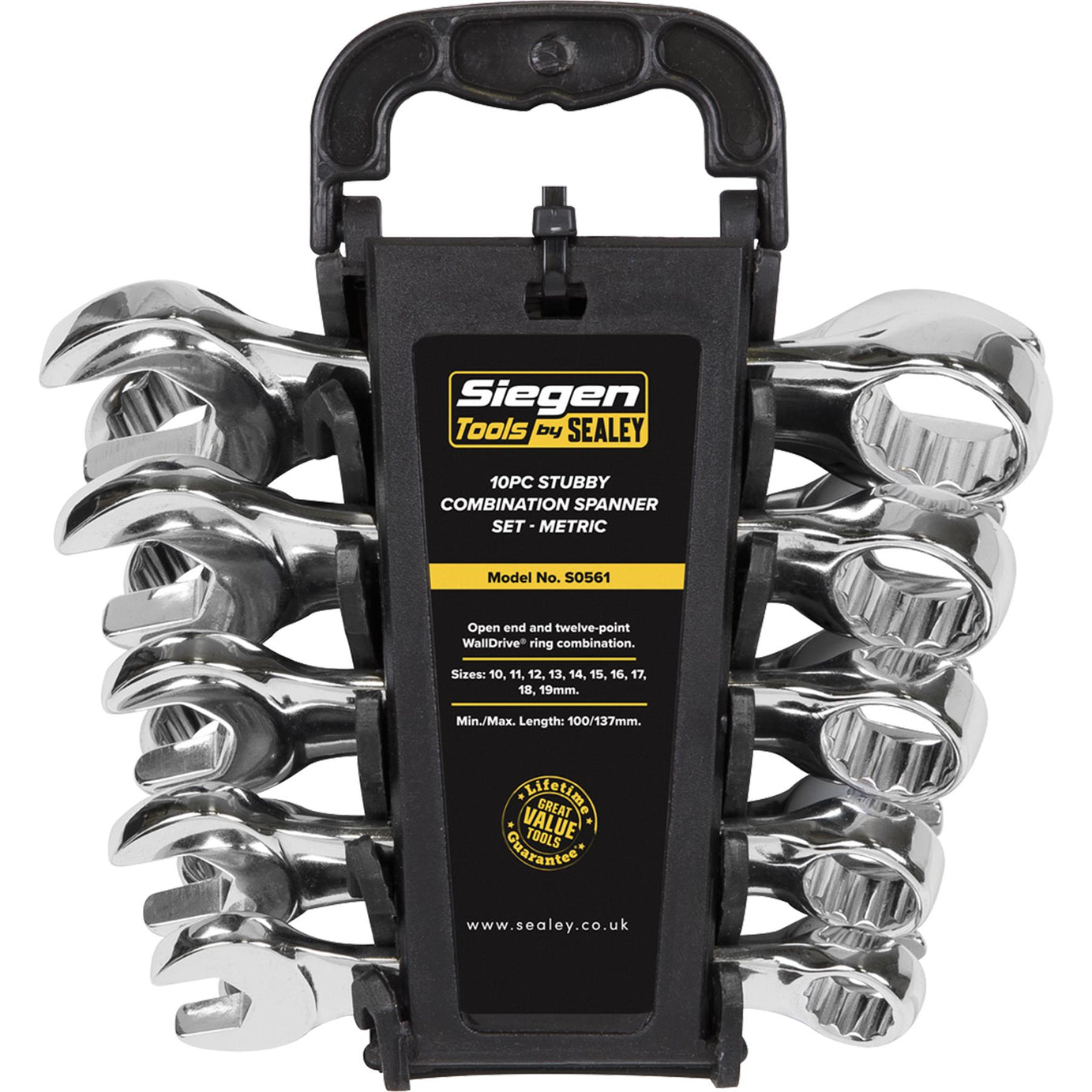 Sealey Combination Spanner Set 10pc Stubby Metric