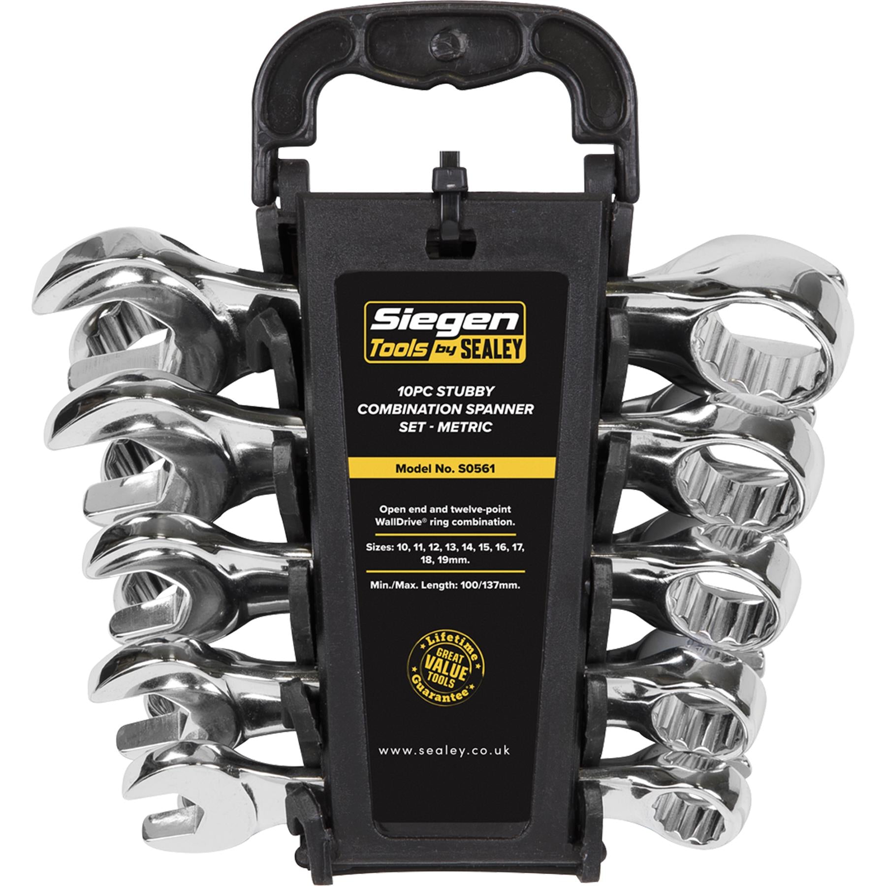 Sealey Combination Spanner Set 10pc Stubby Metric