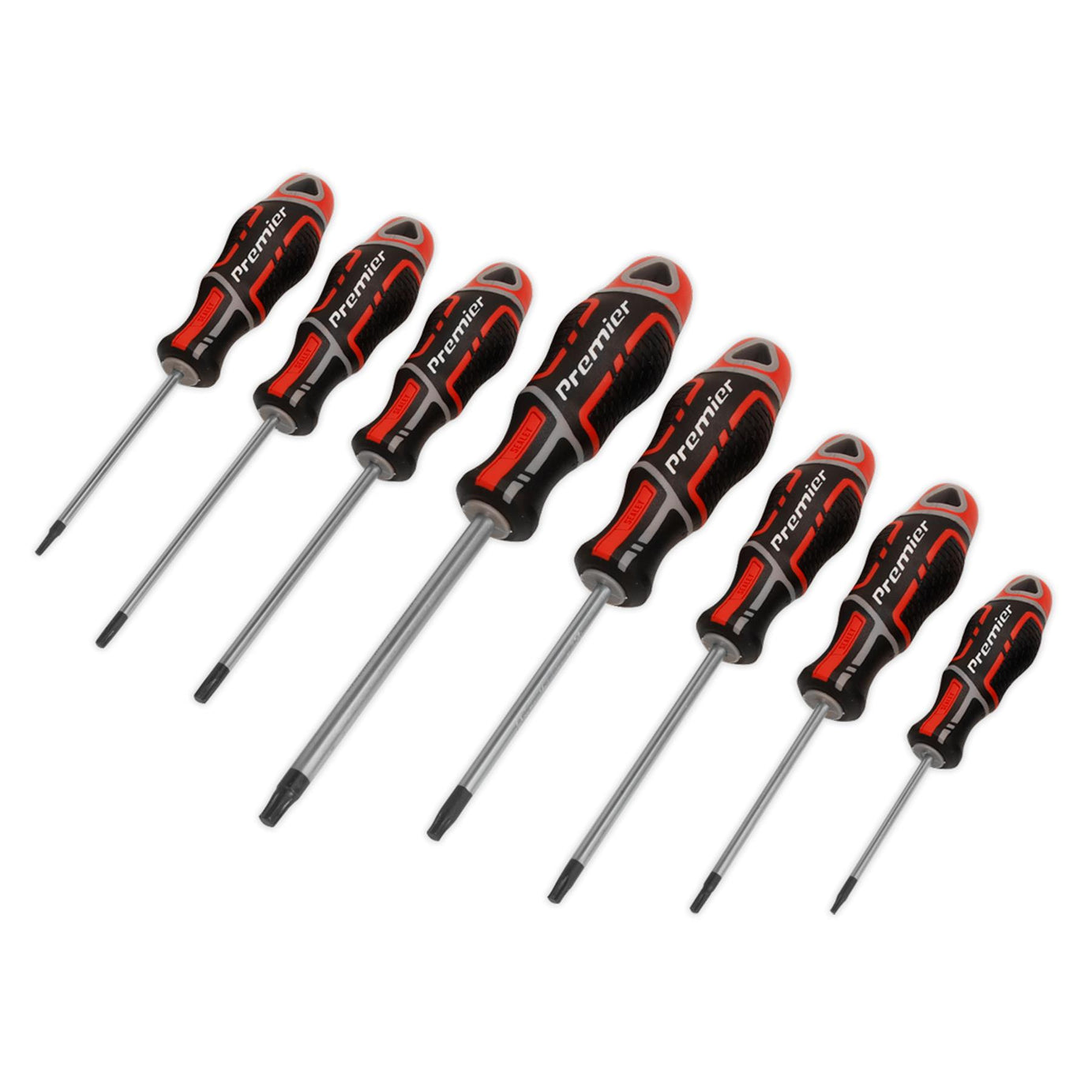 Sealey 8pc Security TRX Star Torx Screwdriver Set Magnetic GripMax 60-125mm Red