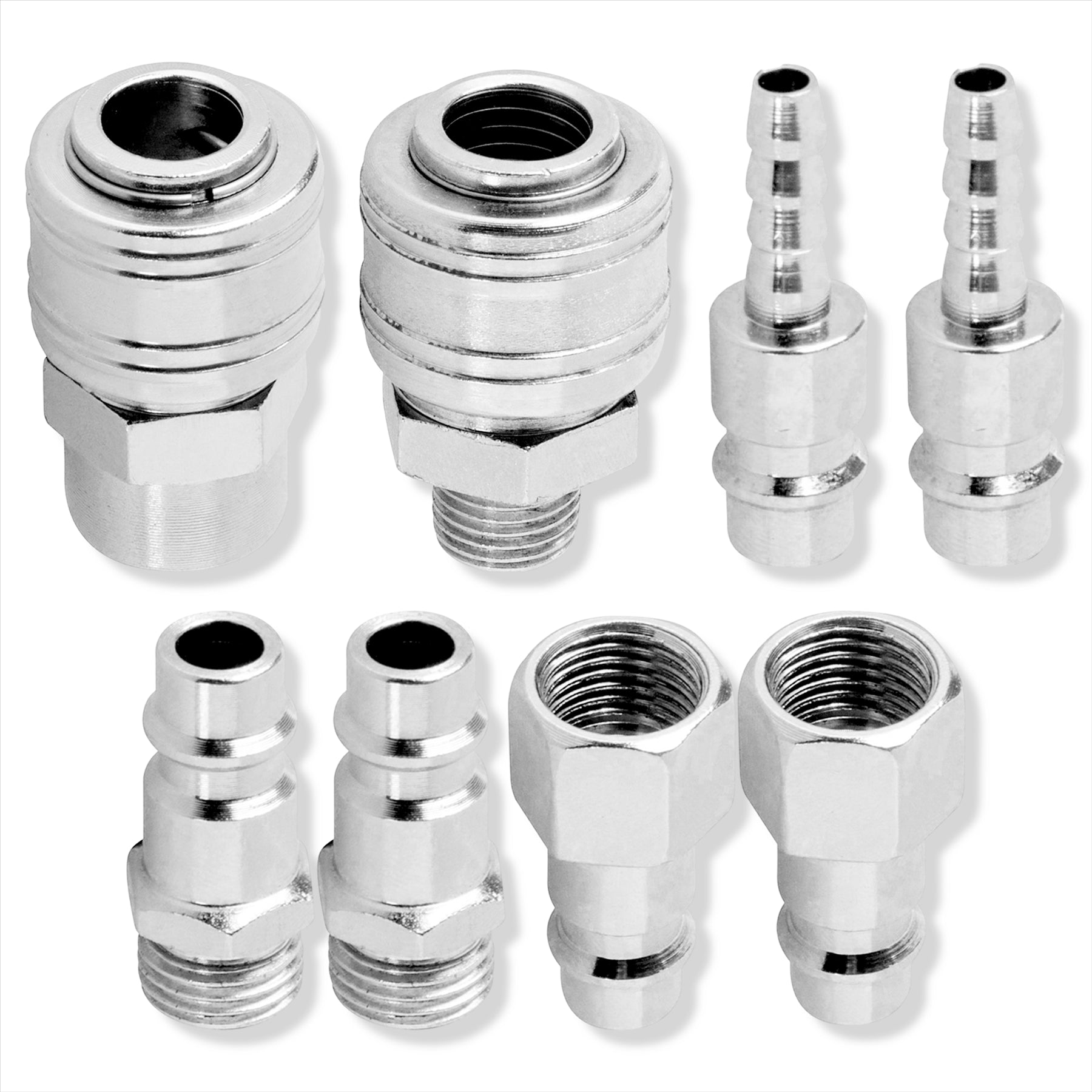 Euro Air Line Fitting Hose End Connector Male Female Quick Release 1/4" BSP 8Pcs