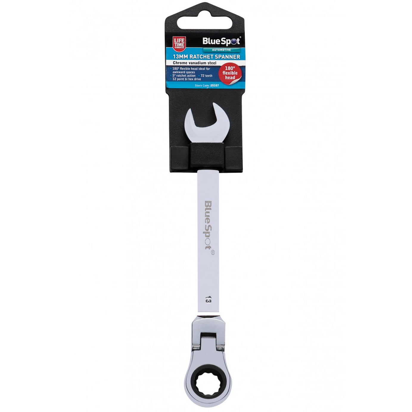 BlueSpot Ratchet Spanner Combination Flexible Head Wrench Metric 13mm