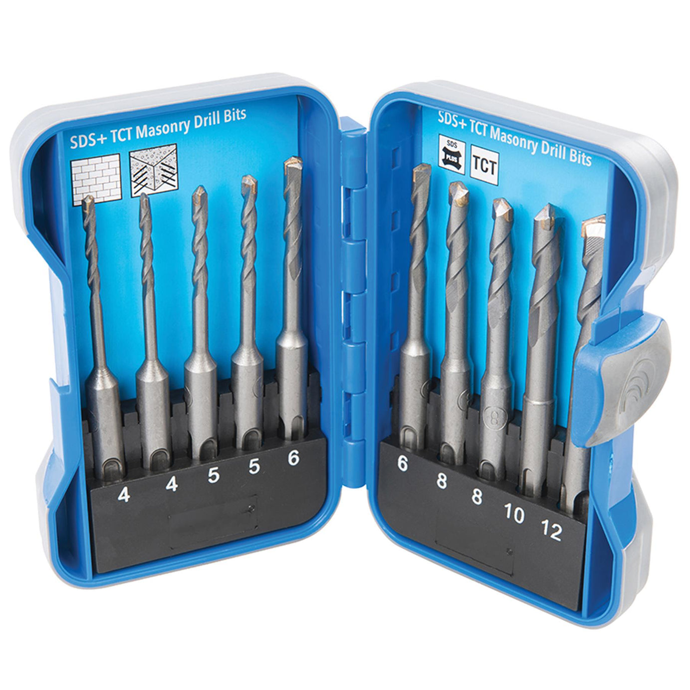 Sds Plus Tct Masonry Drill Bit Set Sand Blasted For Concrete/Masonry 10Pc 4-12mm