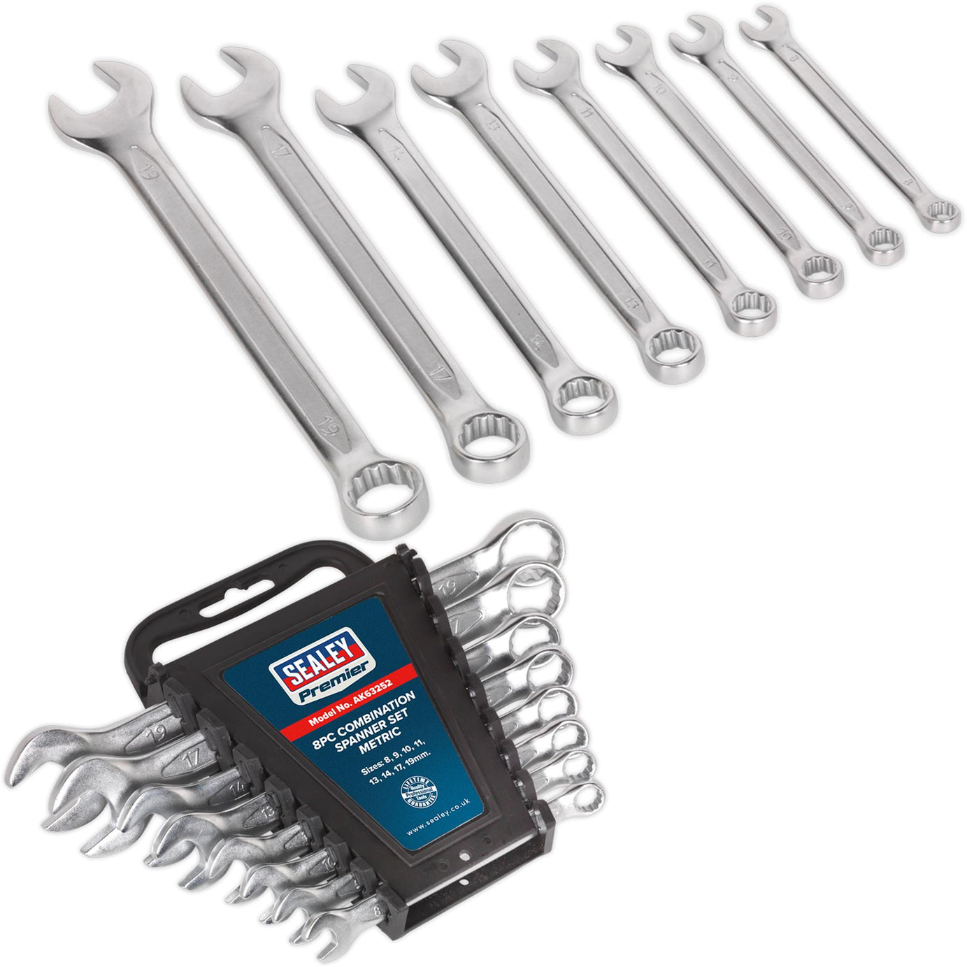 Sealey Combination Spanner Set 8pc Cold Stamped Metric