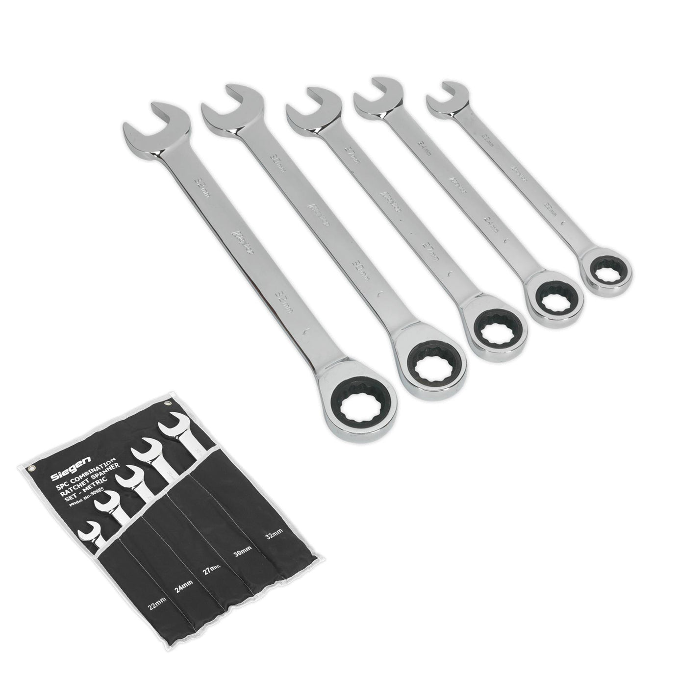 Sealey Combination Ratchet Spanner Set 5pc Metric