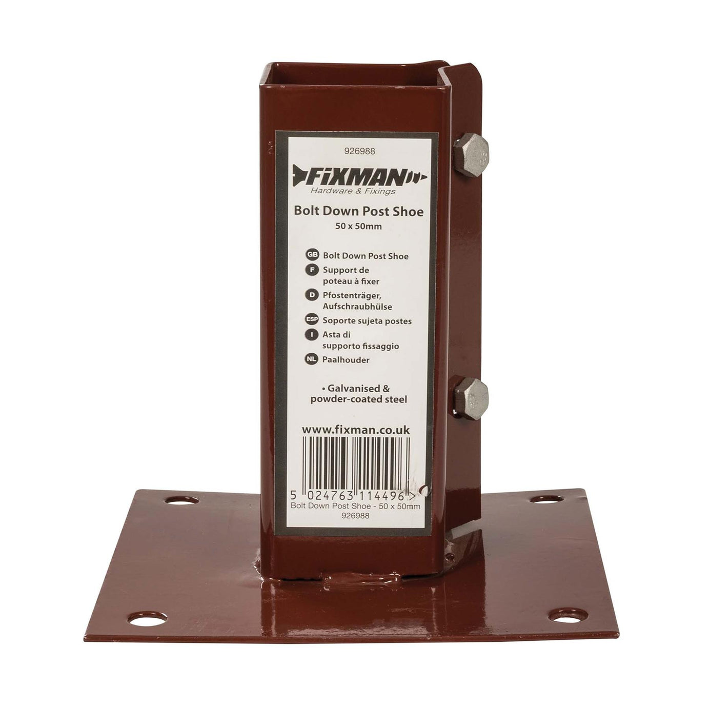 Fence Post Support Bolt Down 2" 50mm Garden Holder Like Metpost Bolt Grip Brown 1PC