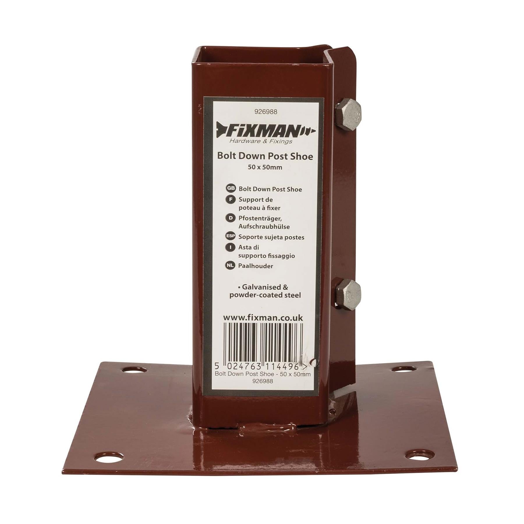 Fence Post Support Bolt Down 2" 50mm Garden Holder Like Metpost Bolt Grip Brown 1PC