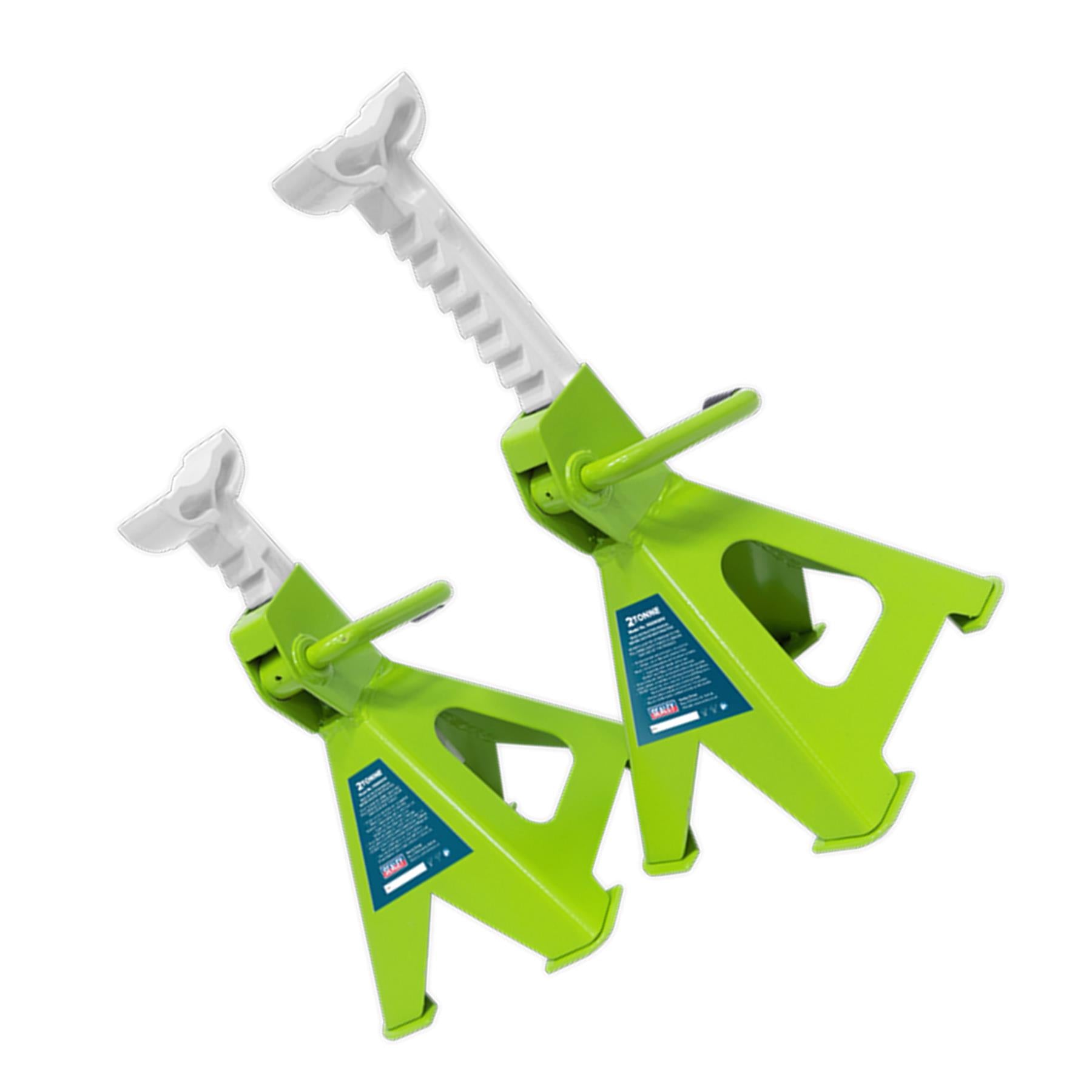 Sealey Axle Stands (Pair) 2tonne per Stand Ratchet Type Hi-Vis Grn