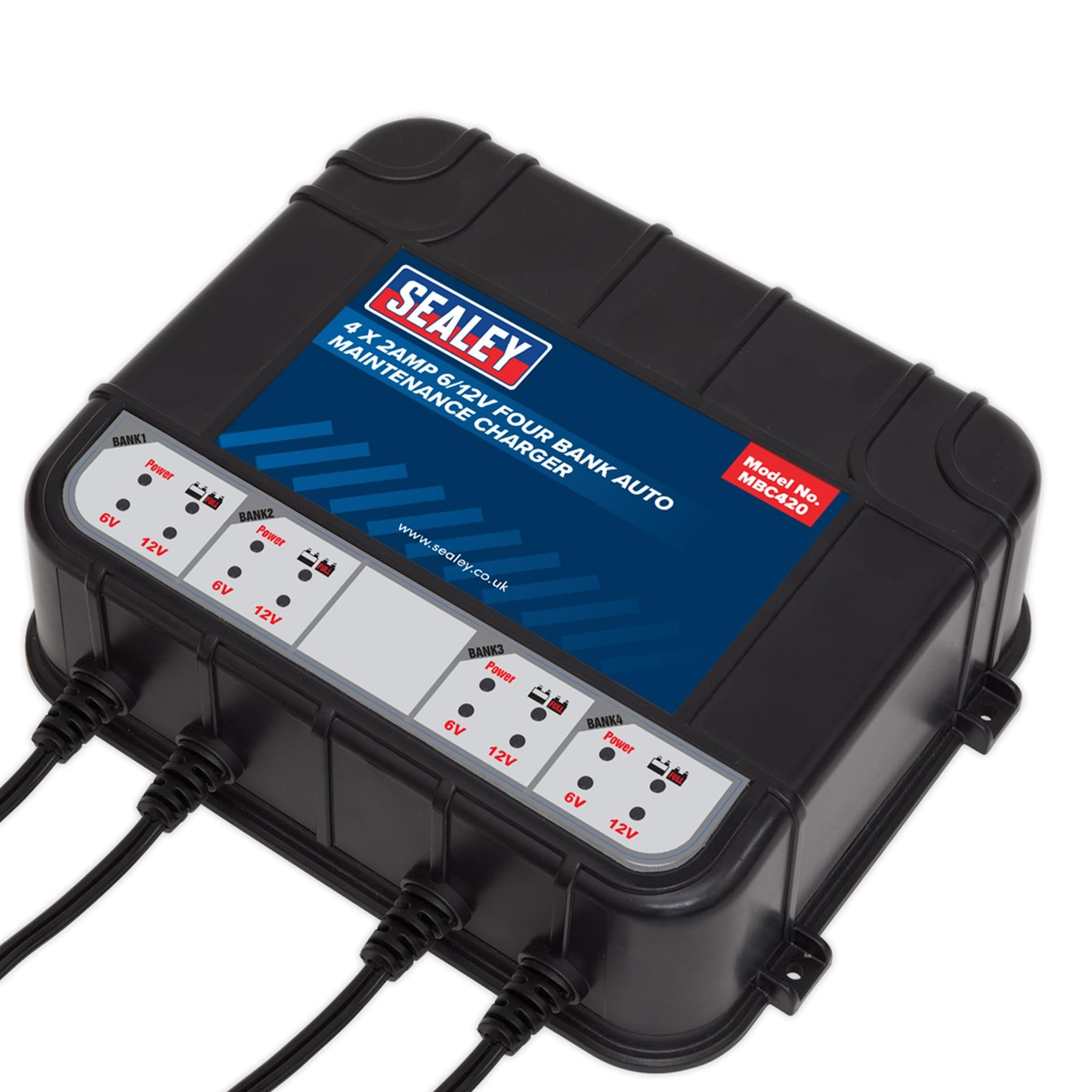 Sealey Four Bank 6/12V 8Amp (4 x 2A) Auto Maintenance Charger