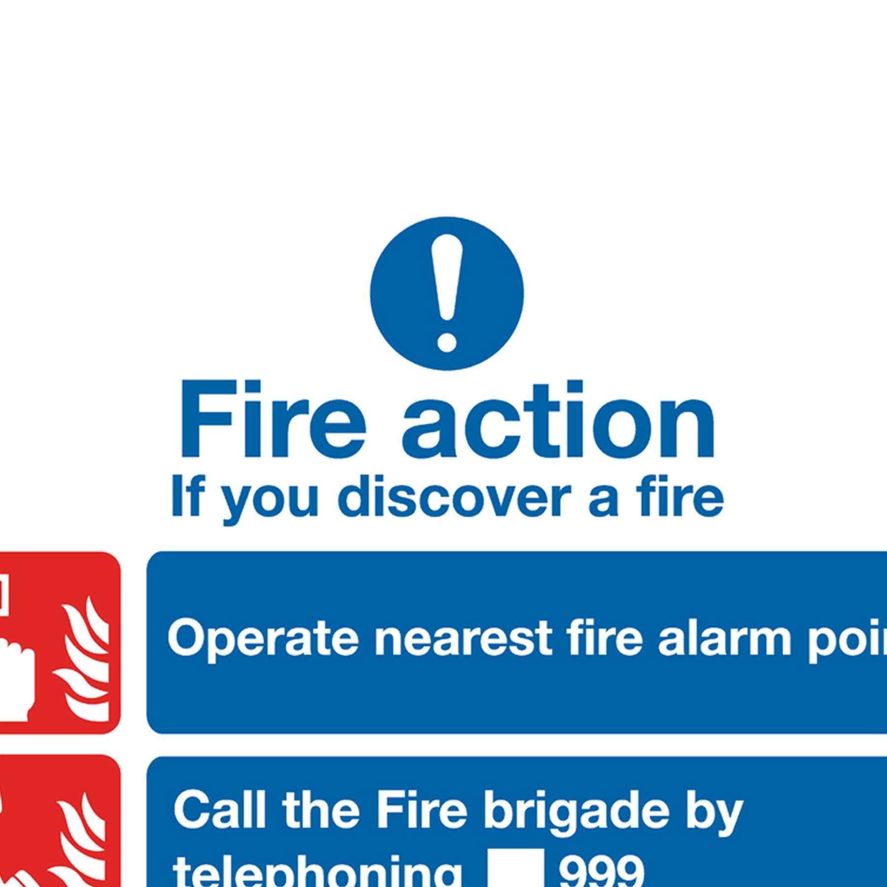 Safe Conditions Safety Sign - Fire Action Without Lift - Self-Adhesive Vinyl