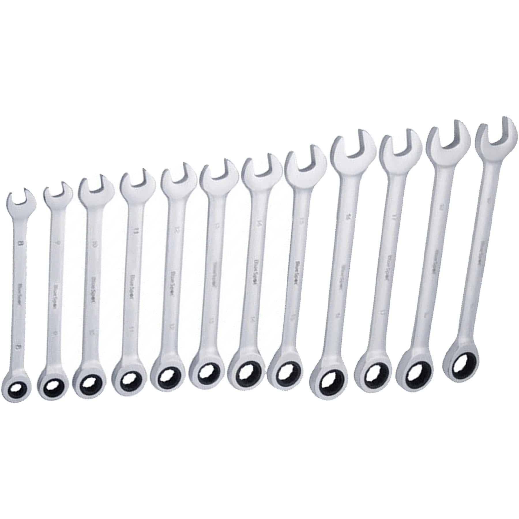 BlueSpot 12pcs Metric Ratchet Spanner Set Ratcheting Ring Head 8mm -19mm
