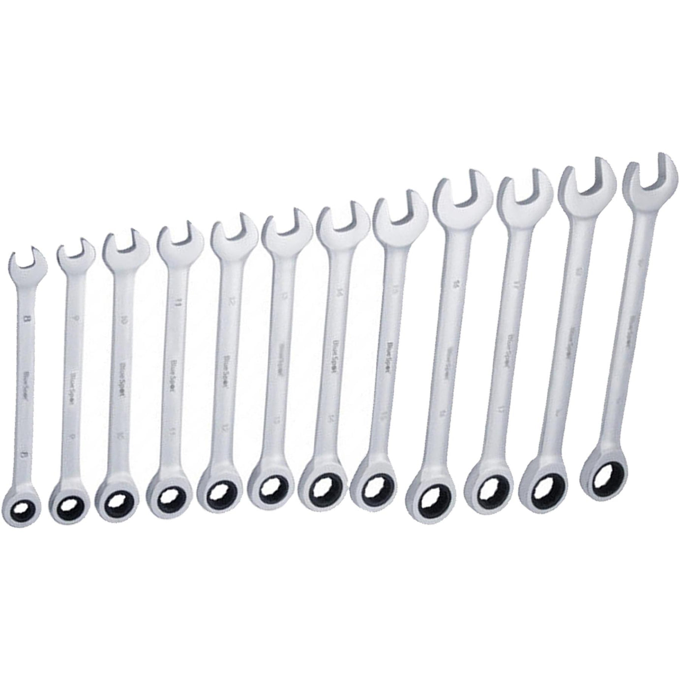 BlueSpot 12pcs Metric Ratchet Spanner Set Ratcheting Ring Head 8mm -19mm