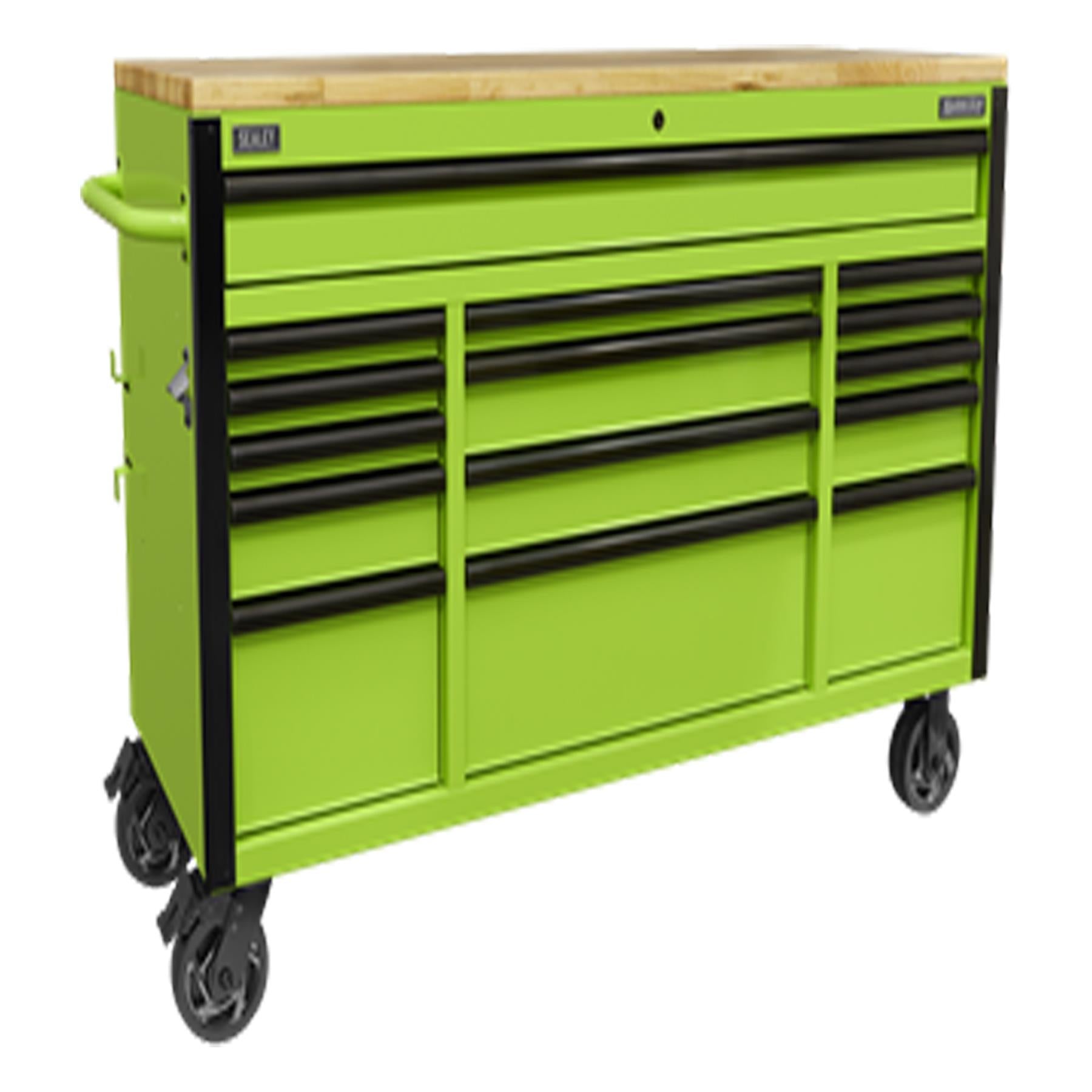 Sealey 15 Drawer Mobile Trolley with Wooden Worktop 1549mm