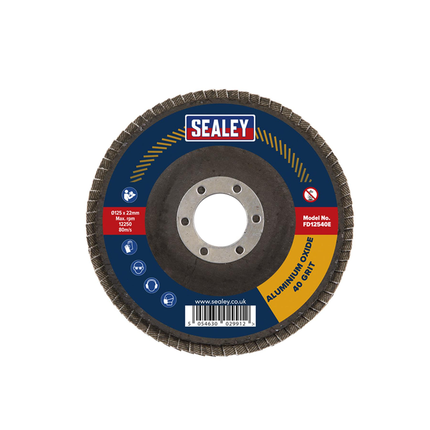 Sealey Flap Disc Aluminium Oxide Ø125mm Ø22mm Bore 40Grit