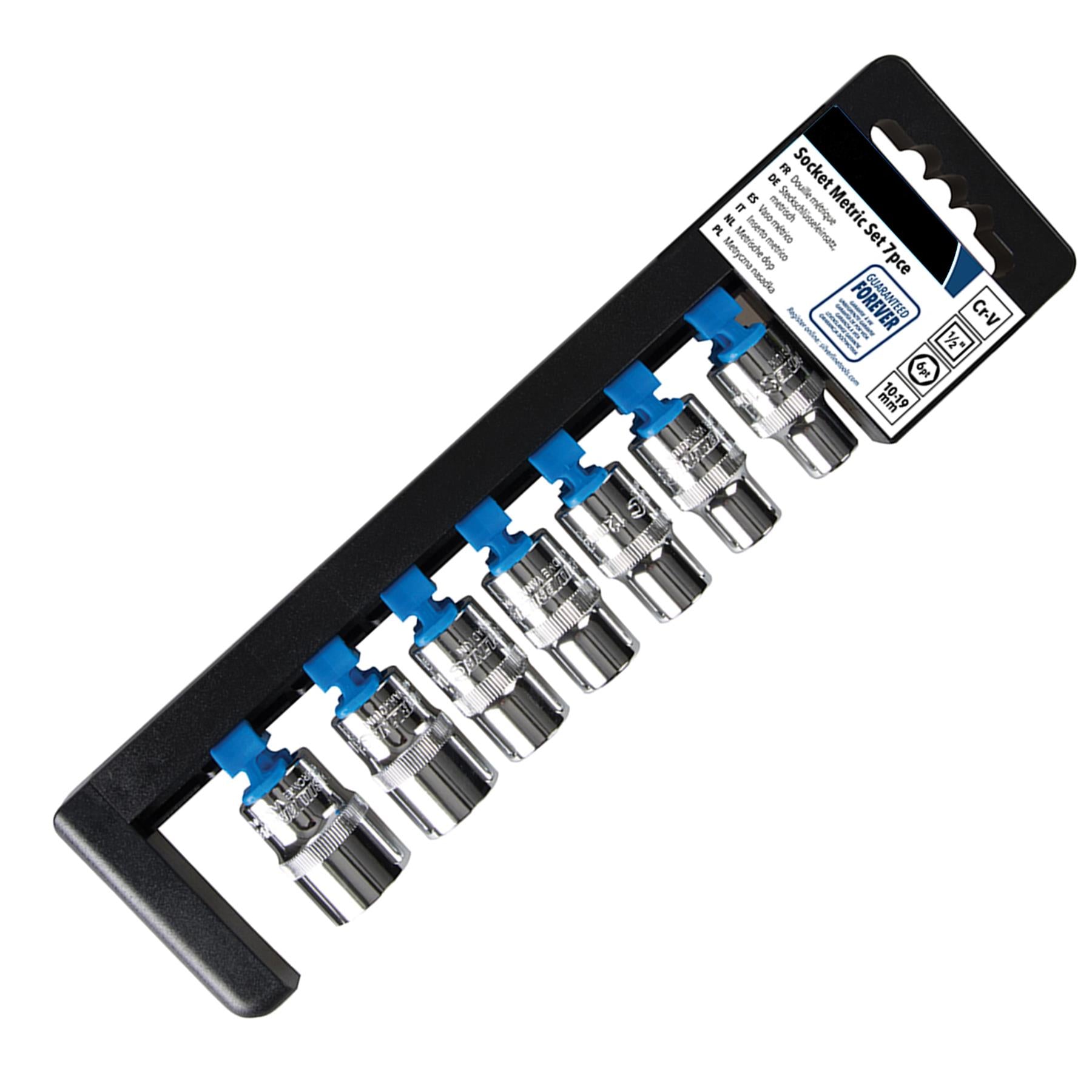 Socket Set 1/2" Drive 7pt Metric 7pce 6mm-21mm Mechanic Garage Workshop Tool